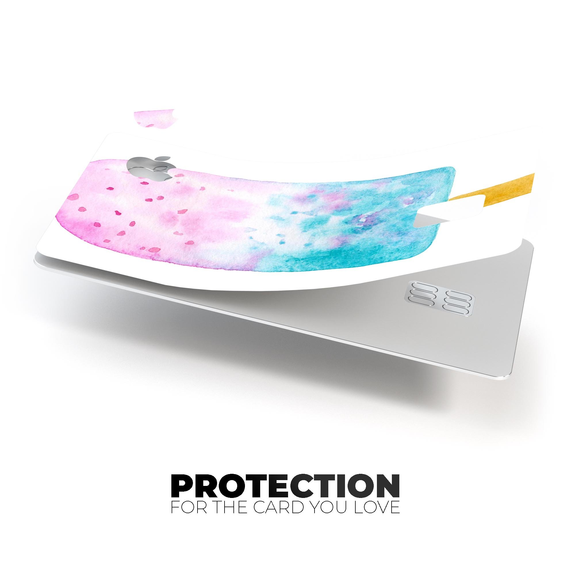 Summer Mode Ice Cream v7 decal skin-kit for Apple Card, showcasing premium vinyl design and protective features.