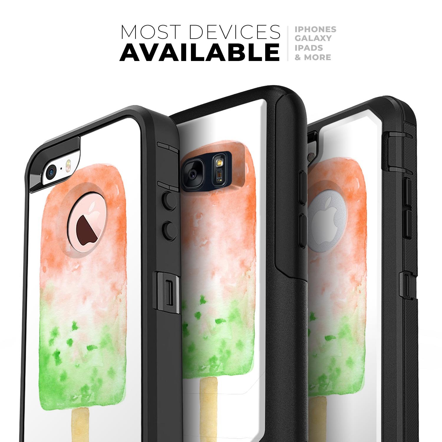 Summer Mode Ice Cream v8 Skin Kit for iPhone OtterBox Cases featuring vibrant summer graphics and premium 3M material.