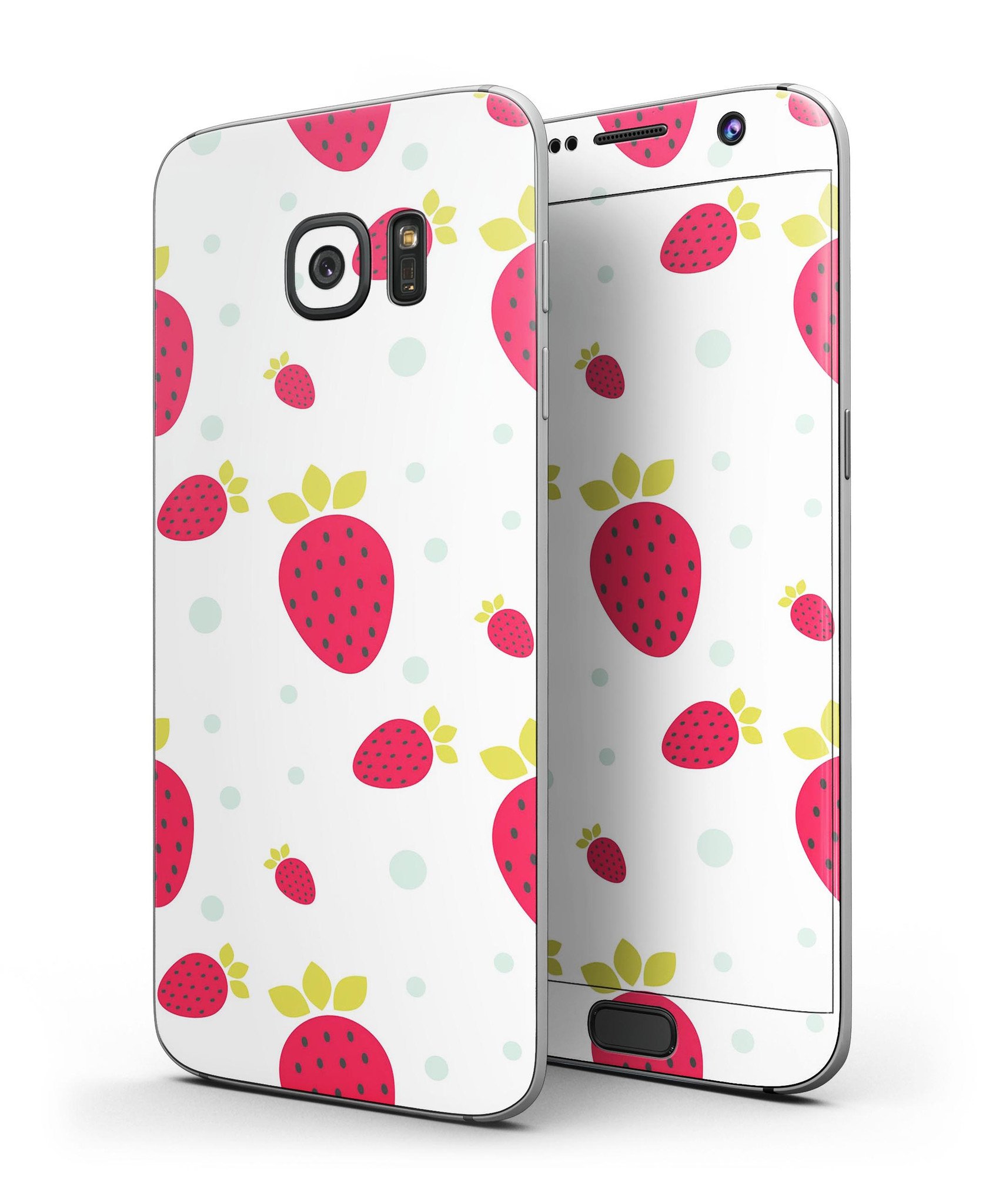 Summer Strawberries full body skin kit for Samsung Galaxy S7, showcasing vibrant strawberry design and premium vinyl material.