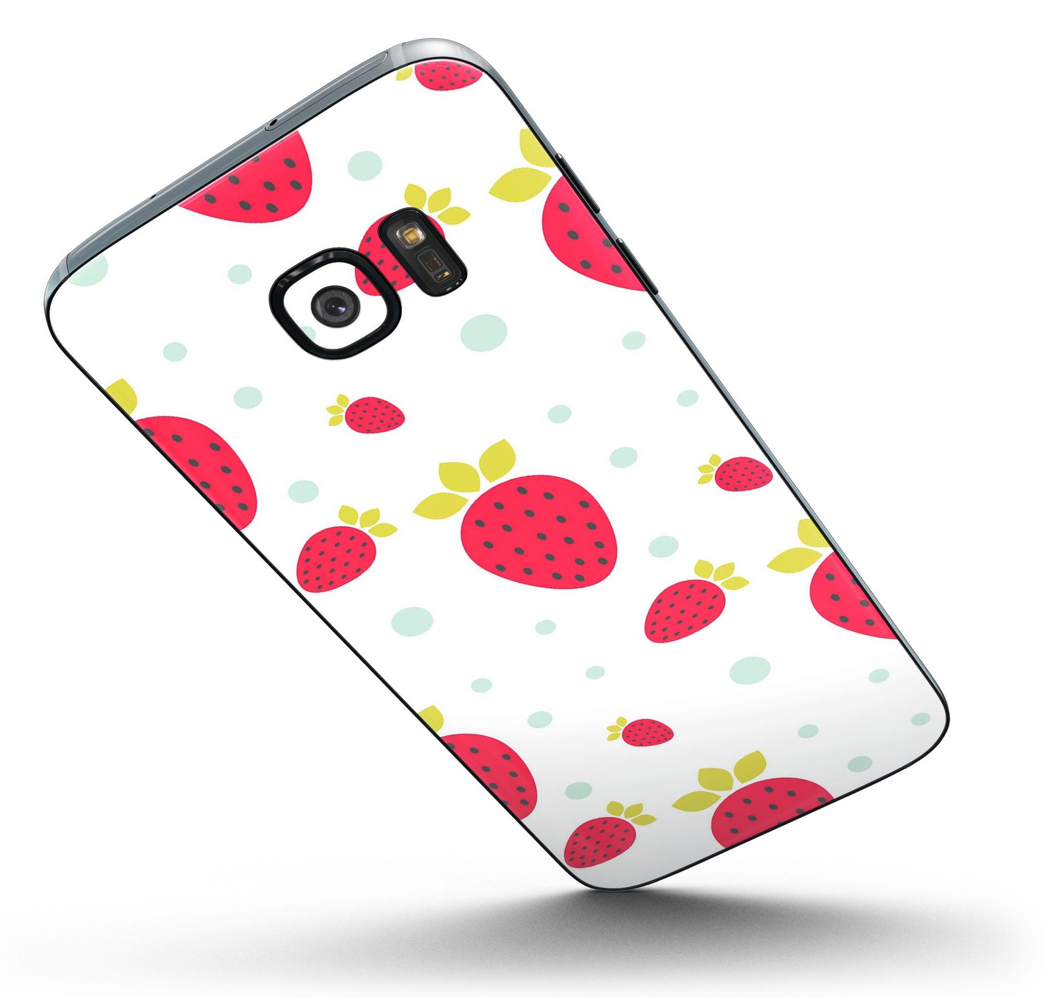 Summer Strawberries full body skin kit for Samsung Galaxy S7, showcasing vibrant strawberry design and premium vinyl material.