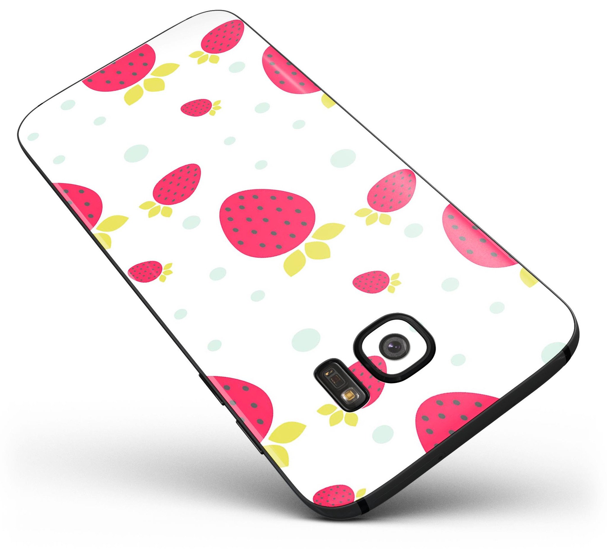 Summer Strawberries full body skin kit for Samsung Galaxy S7, showcasing vibrant strawberry design and premium vinyl material.