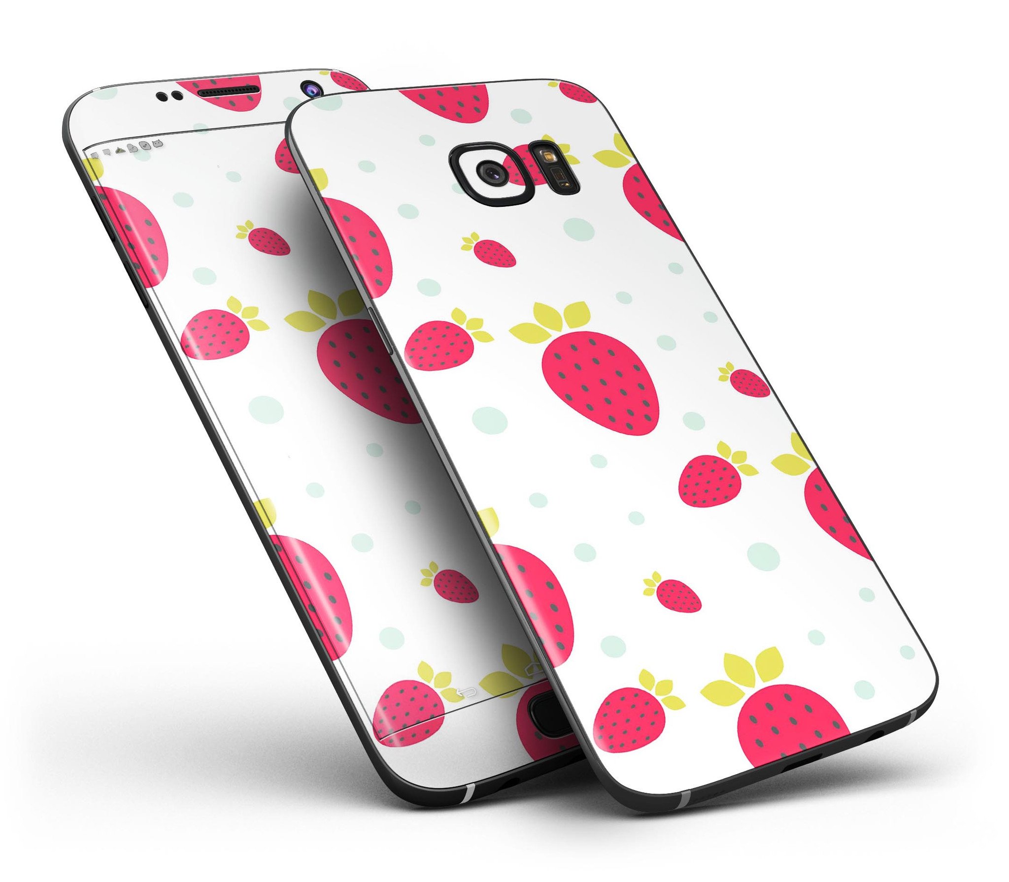 Summer Strawberries full body skin kit for Samsung Galaxy S7, showcasing vibrant strawberry design and premium vinyl material.