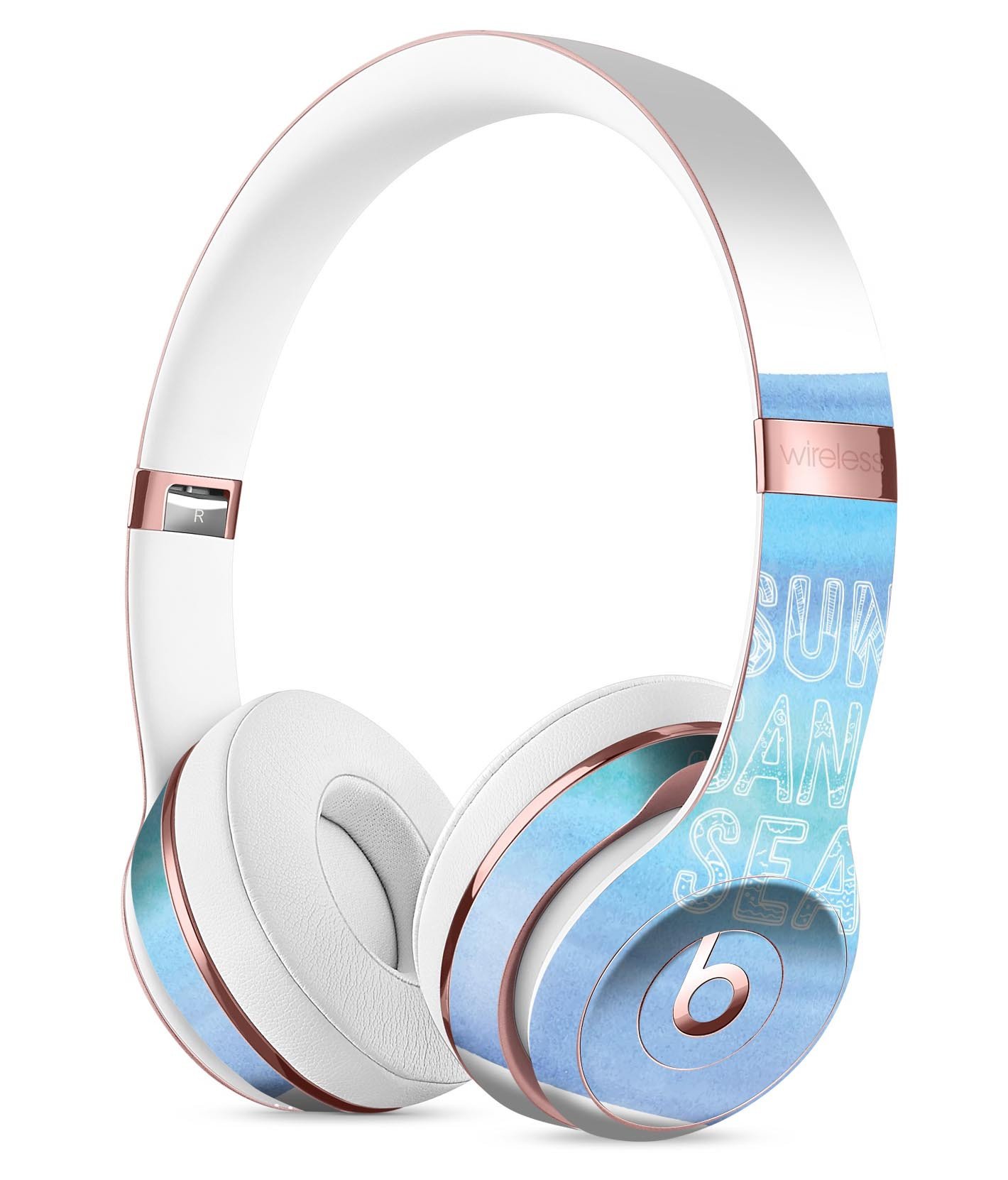 Sun Sand Sea Full-Body Skin Kit for Beats by Dre Solo 3 Wireless, showcasing vibrant design and premium vinyl material.