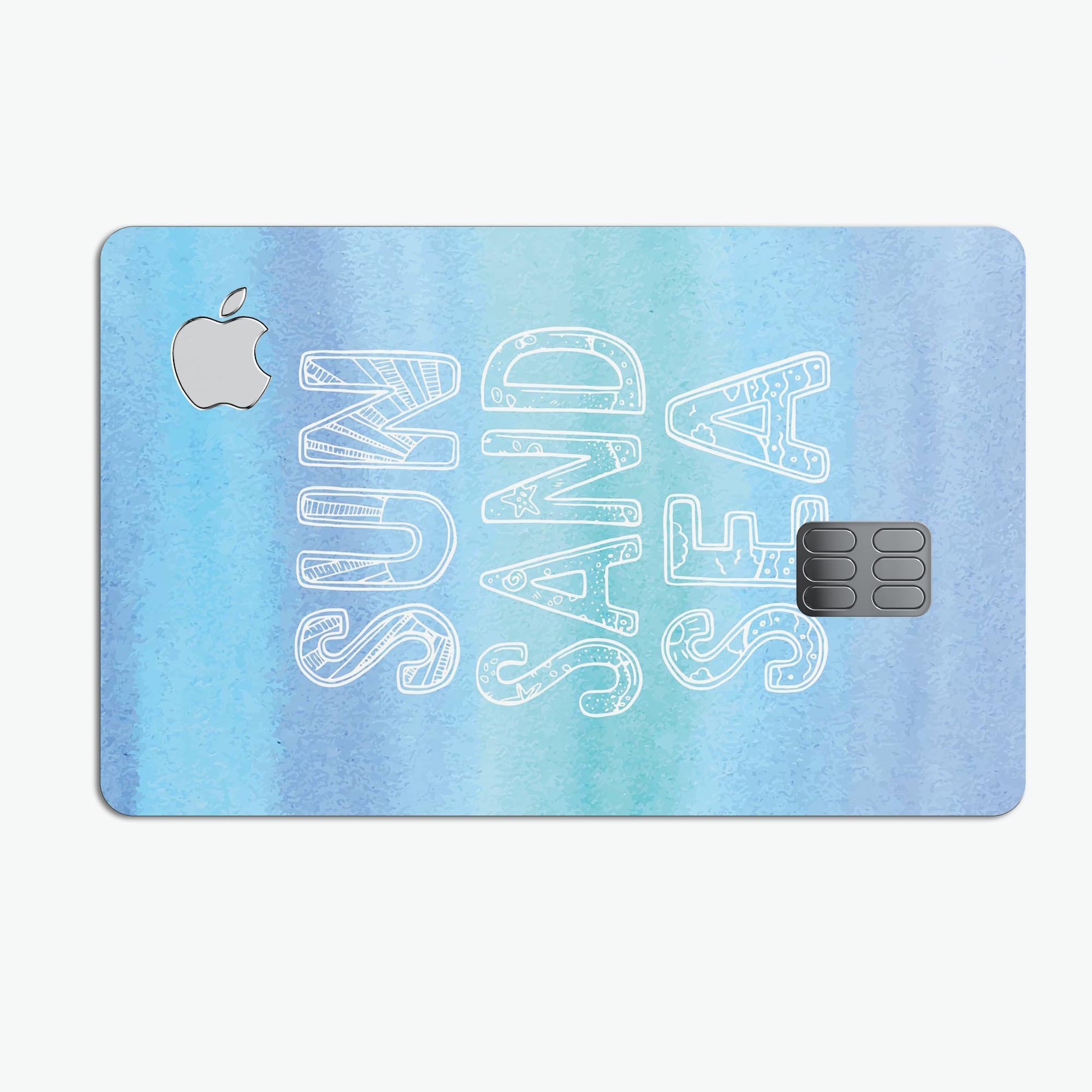 Sun Sand Sea Premium Protective Decal Skin-Kit for Apple Card, showcasing its sleek design and protective features.
