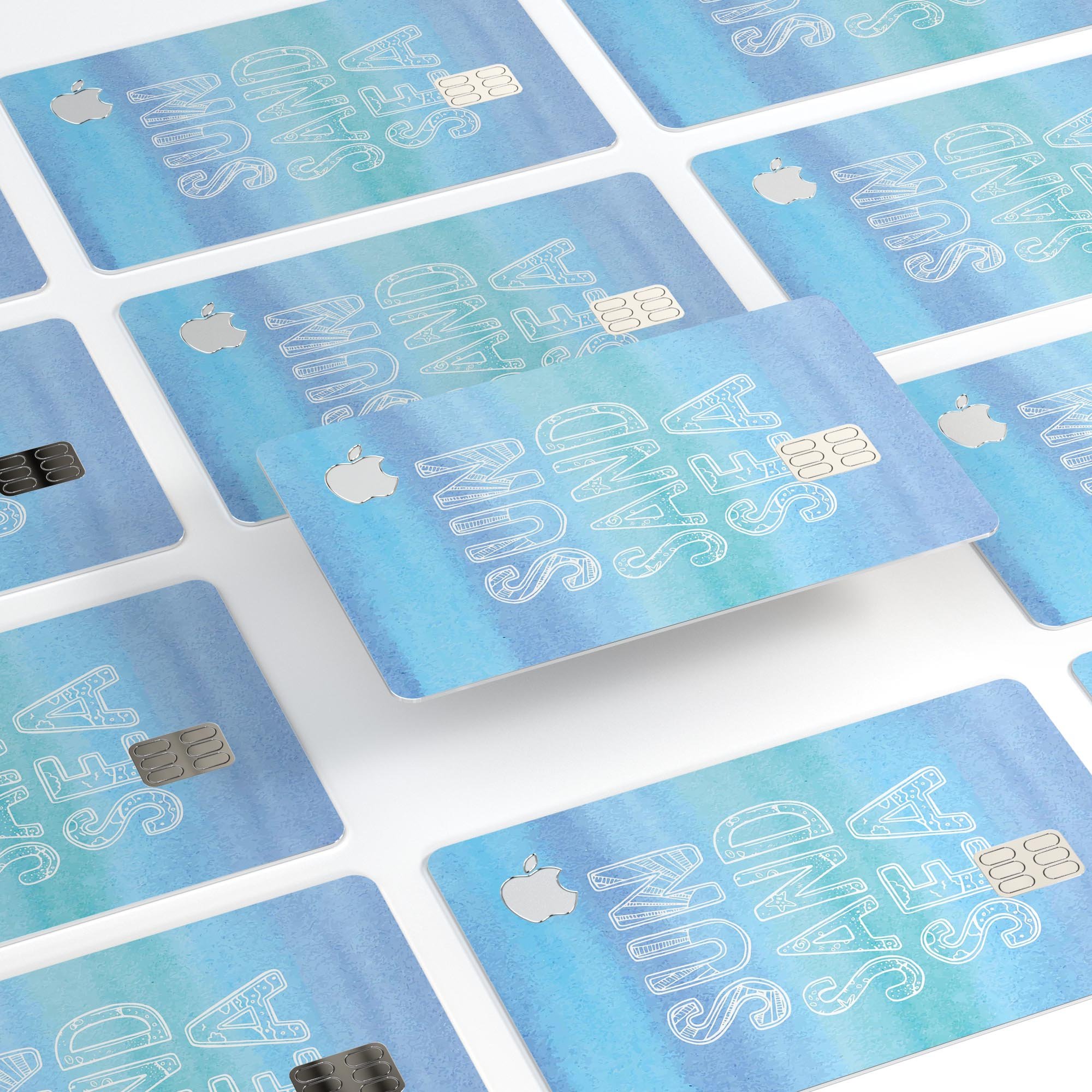 Sun Sand Sea Premium Protective Decal Skin-Kit for Apple Card, showcasing its sleek design and protective features.