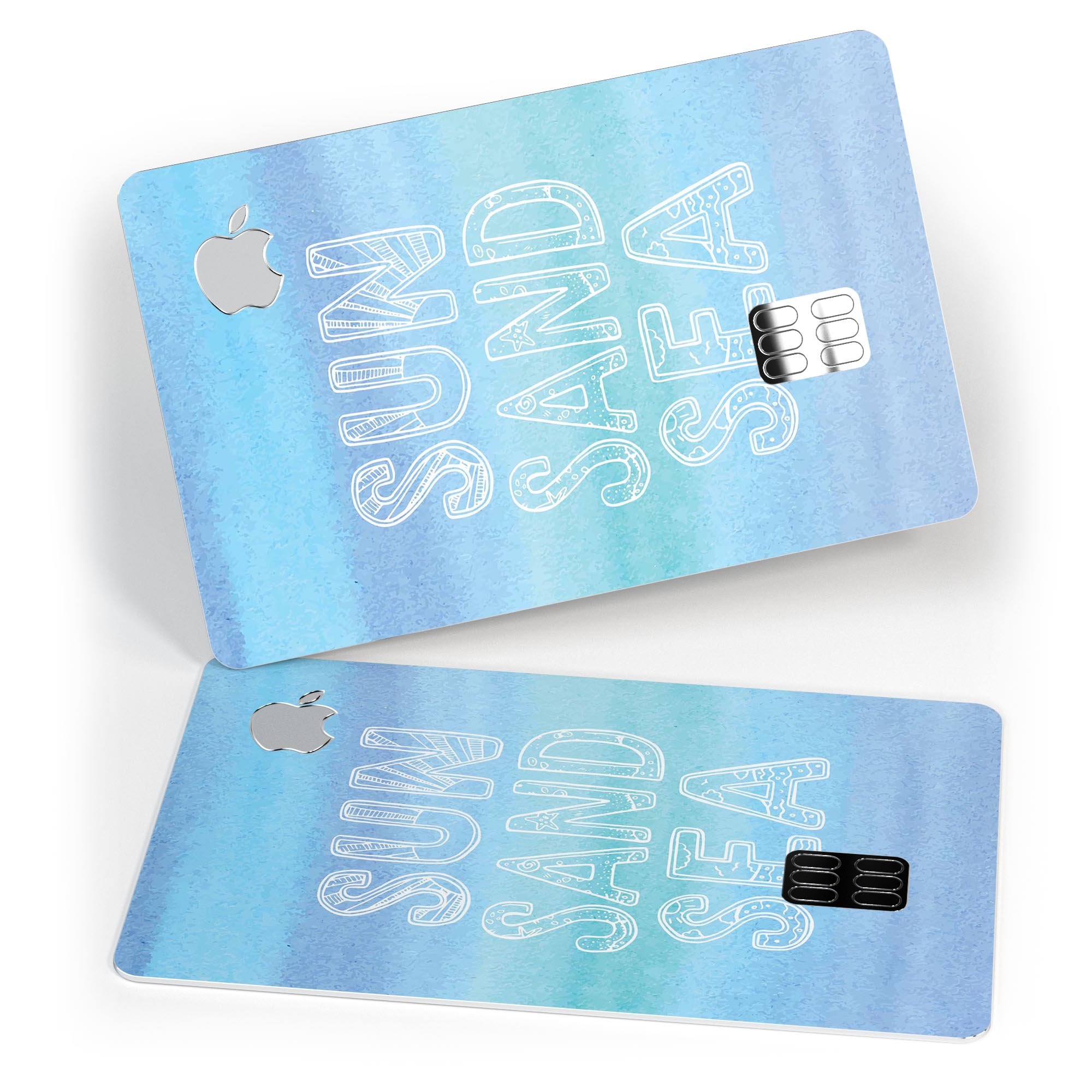 Sun Sand Sea Premium Protective Decal Skin-Kit for Apple Card, showcasing its sleek design and protective features.