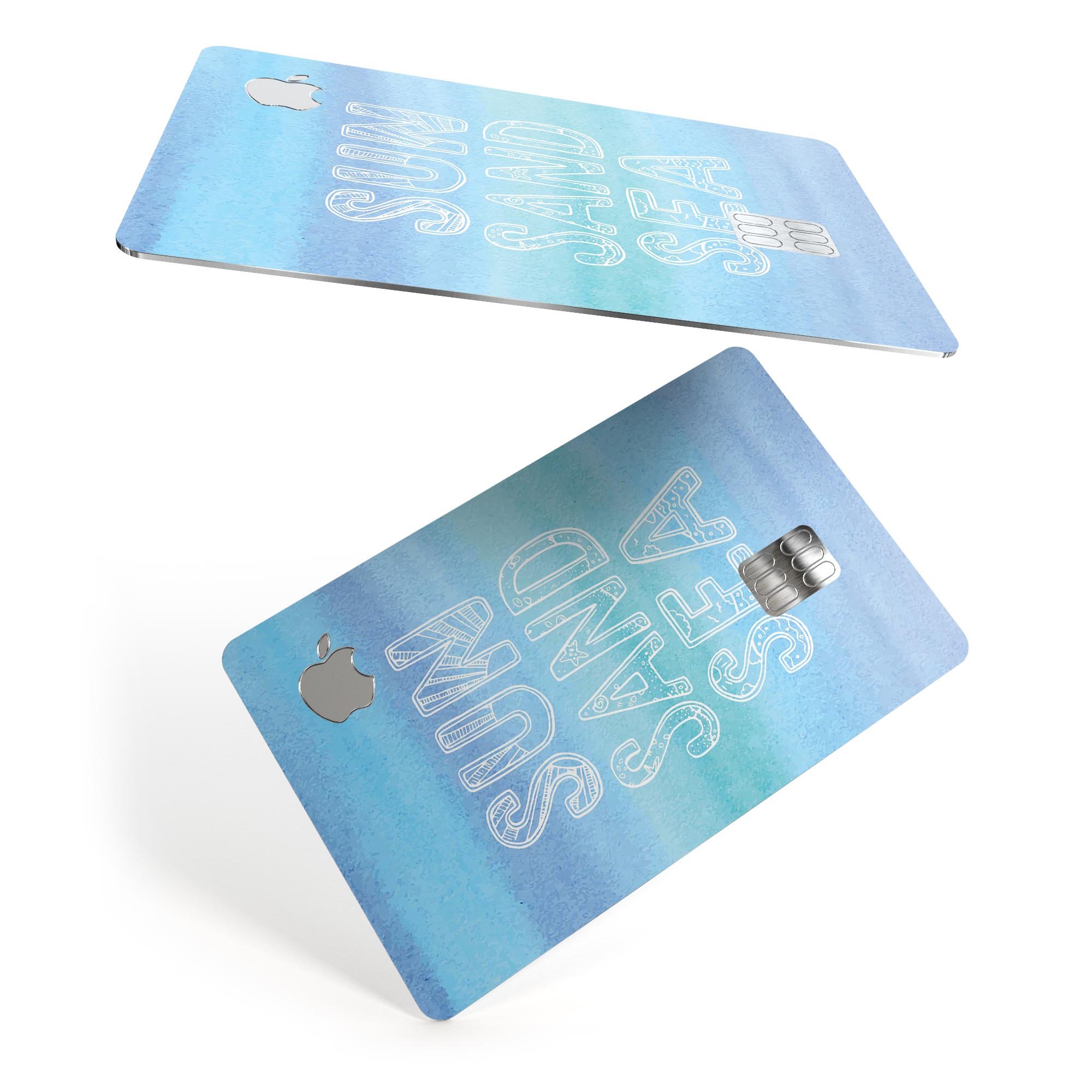 Sun Sand Sea Premium Protective Decal Skin-Kit for Apple Card, showcasing its sleek design and protective features.