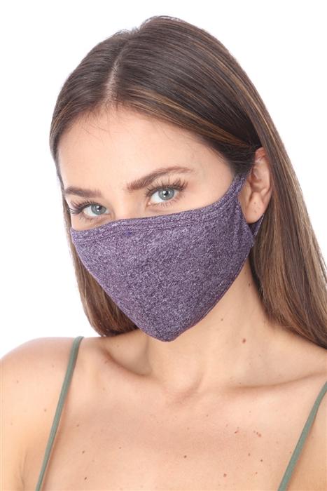 Light purple double layer face mask with contoured sides and clean folding edging, made from 50% polyester and 50% cotton.