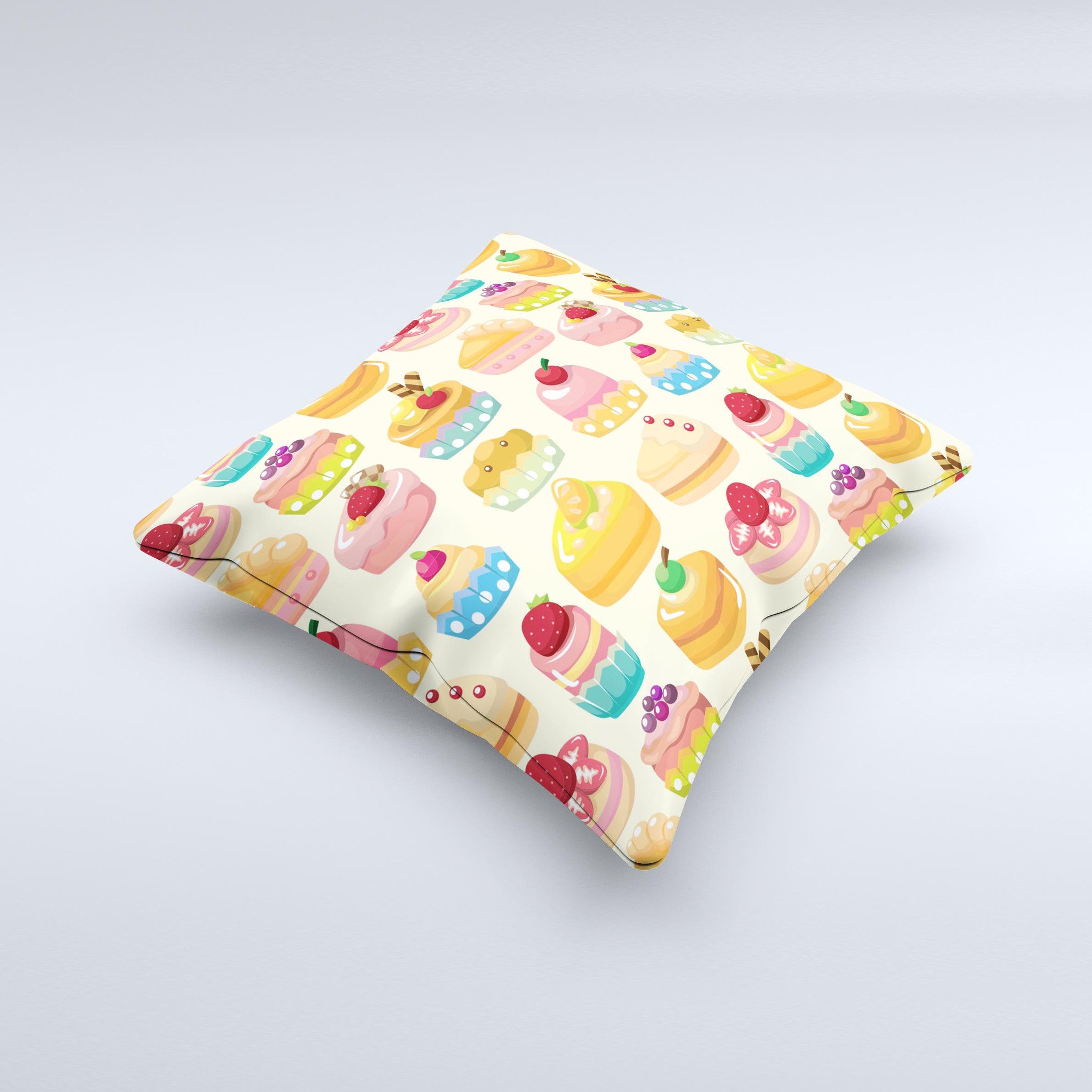 Sweet Treat Pattern ink-Fuzed Decorative Throw Pillow featuring vibrant colors and unique design, handmade in Virginia.