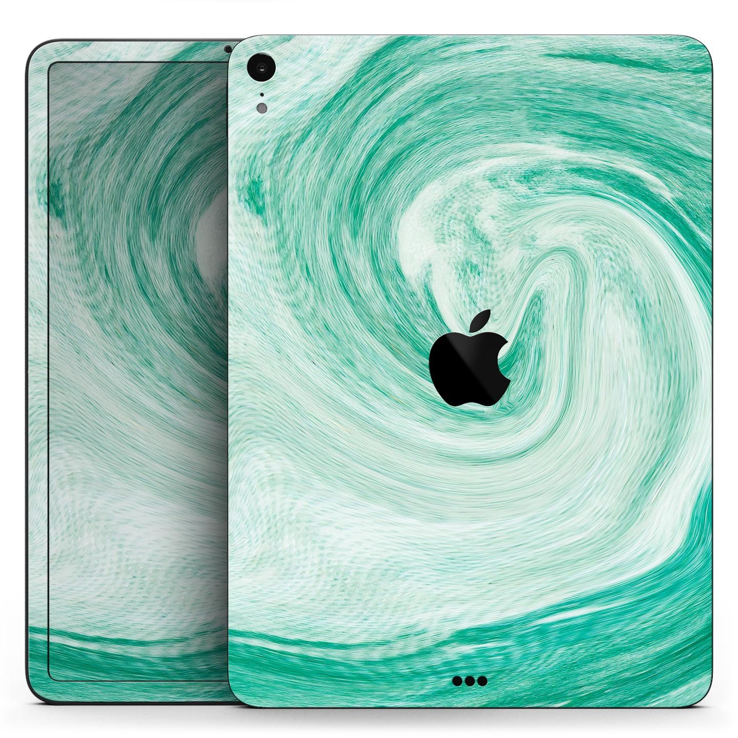 Swirling Mint Acrylic Marble skin decal for Apple iPad, showcasing a vibrant mint design with a glossy finish.