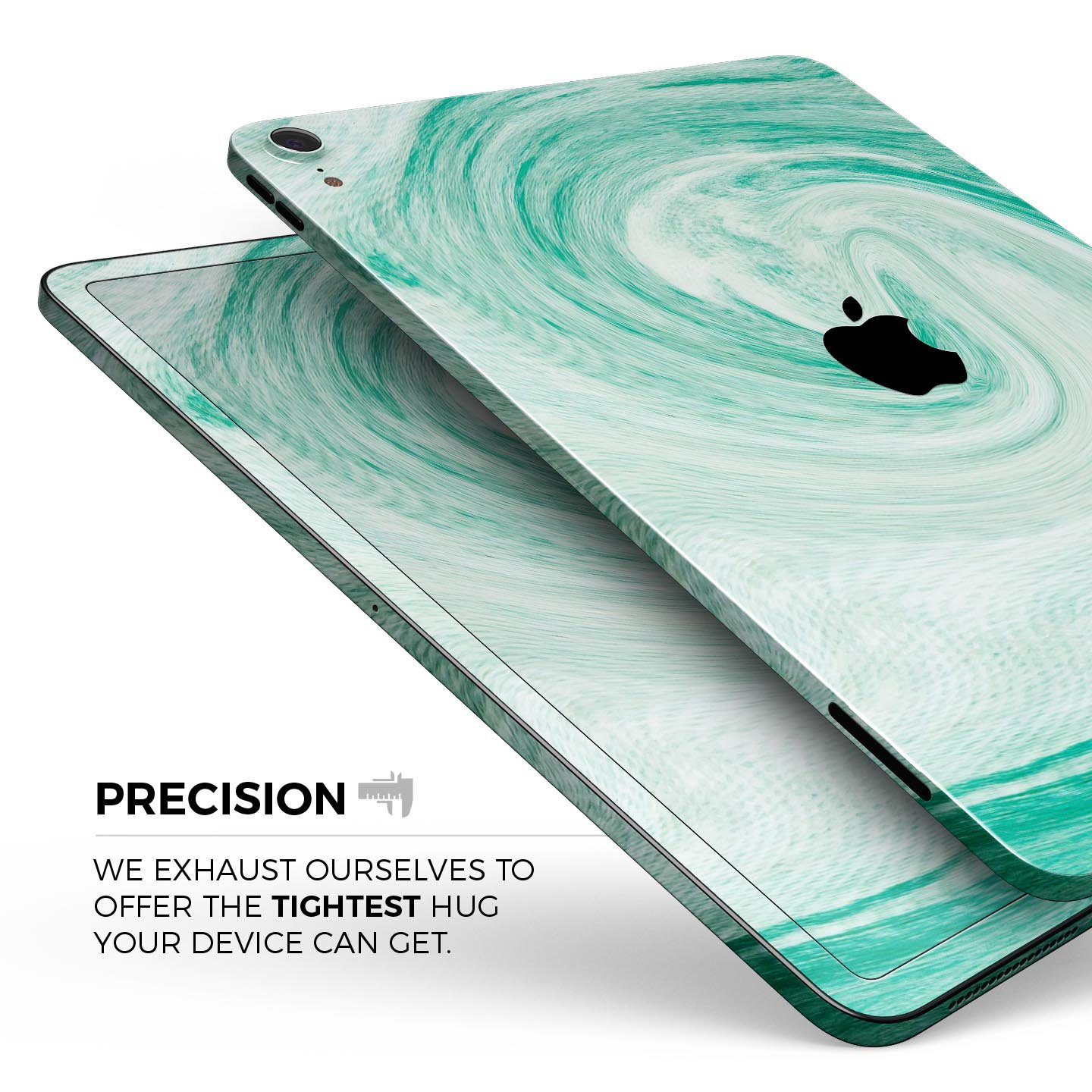 Swirling Mint Acrylic Marble skin decal for Apple iPad, showcasing a vibrant mint design with a glossy finish.