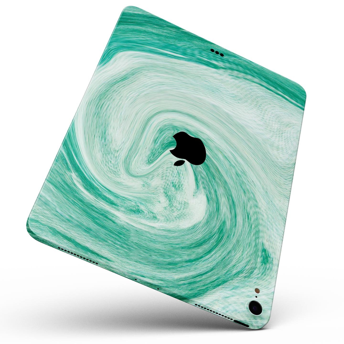 Swirling Mint Acrylic Marble skin decal for Apple iPad, showcasing a vibrant mint design with a glossy finish.