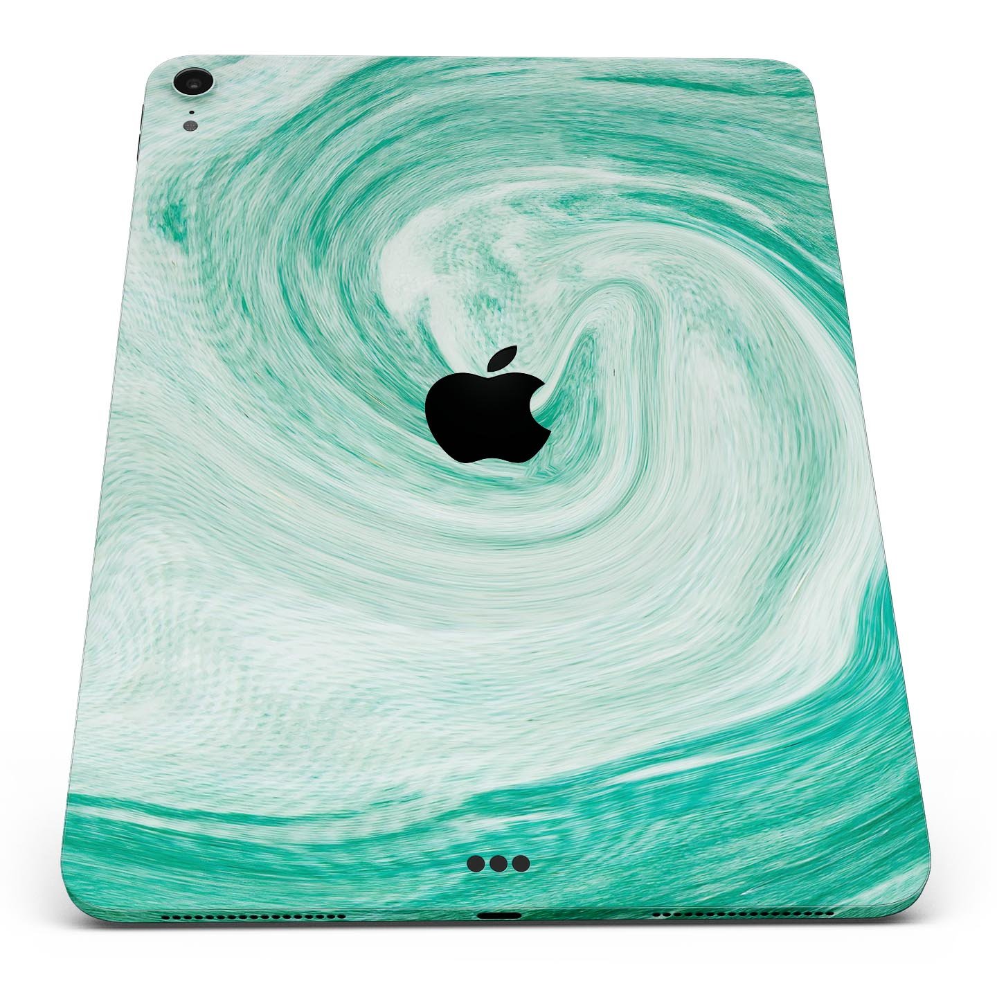 Swirling Mint Acrylic Marble skin decal for Apple iPad, showcasing a vibrant mint design with a glossy finish.