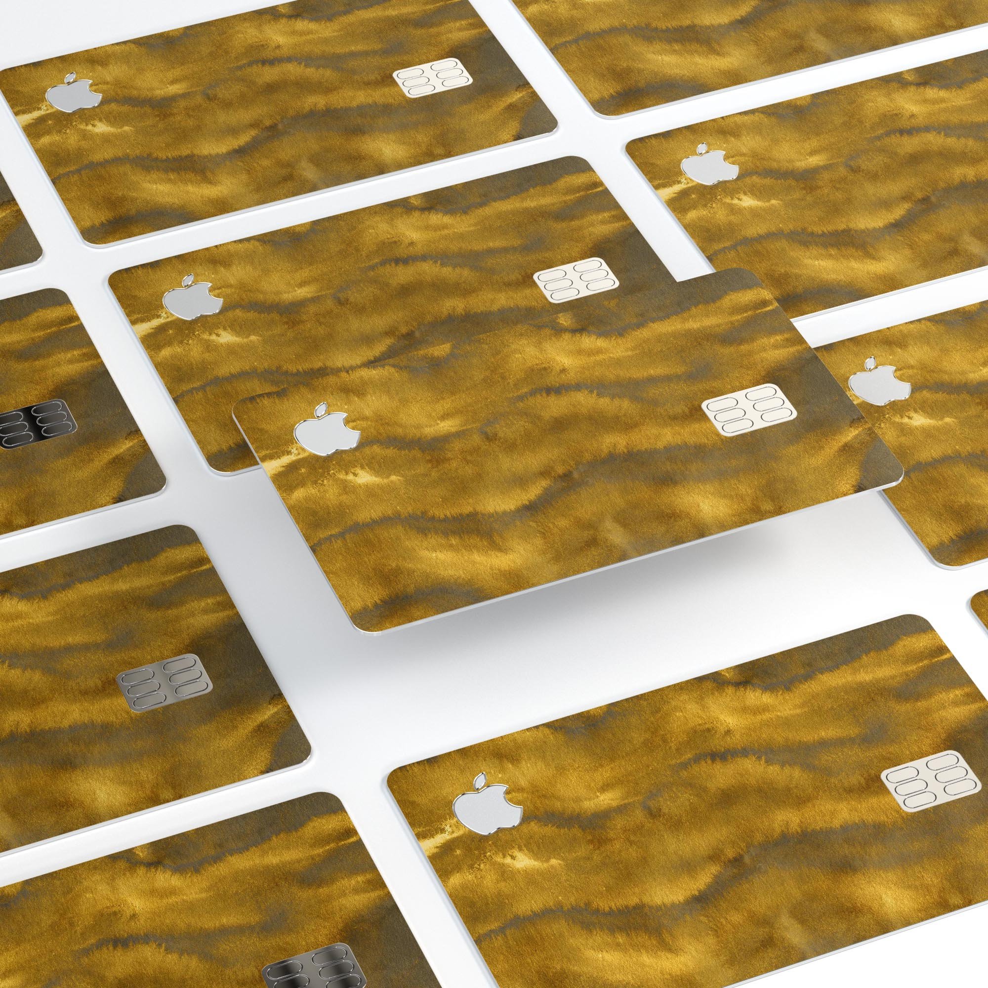 Swirly Golden Fur decal skin for Apple Card, showcasing its vibrant design and premium finish.