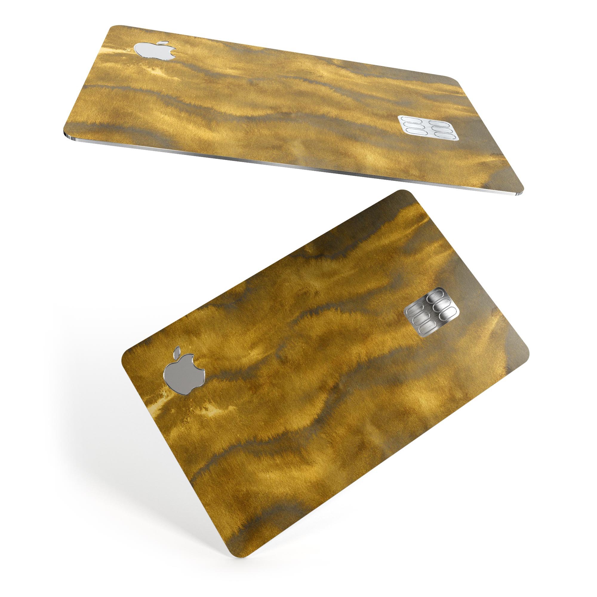 Swirly Golden Fur decal skin for Apple Card, showcasing its vibrant design and premium finish.