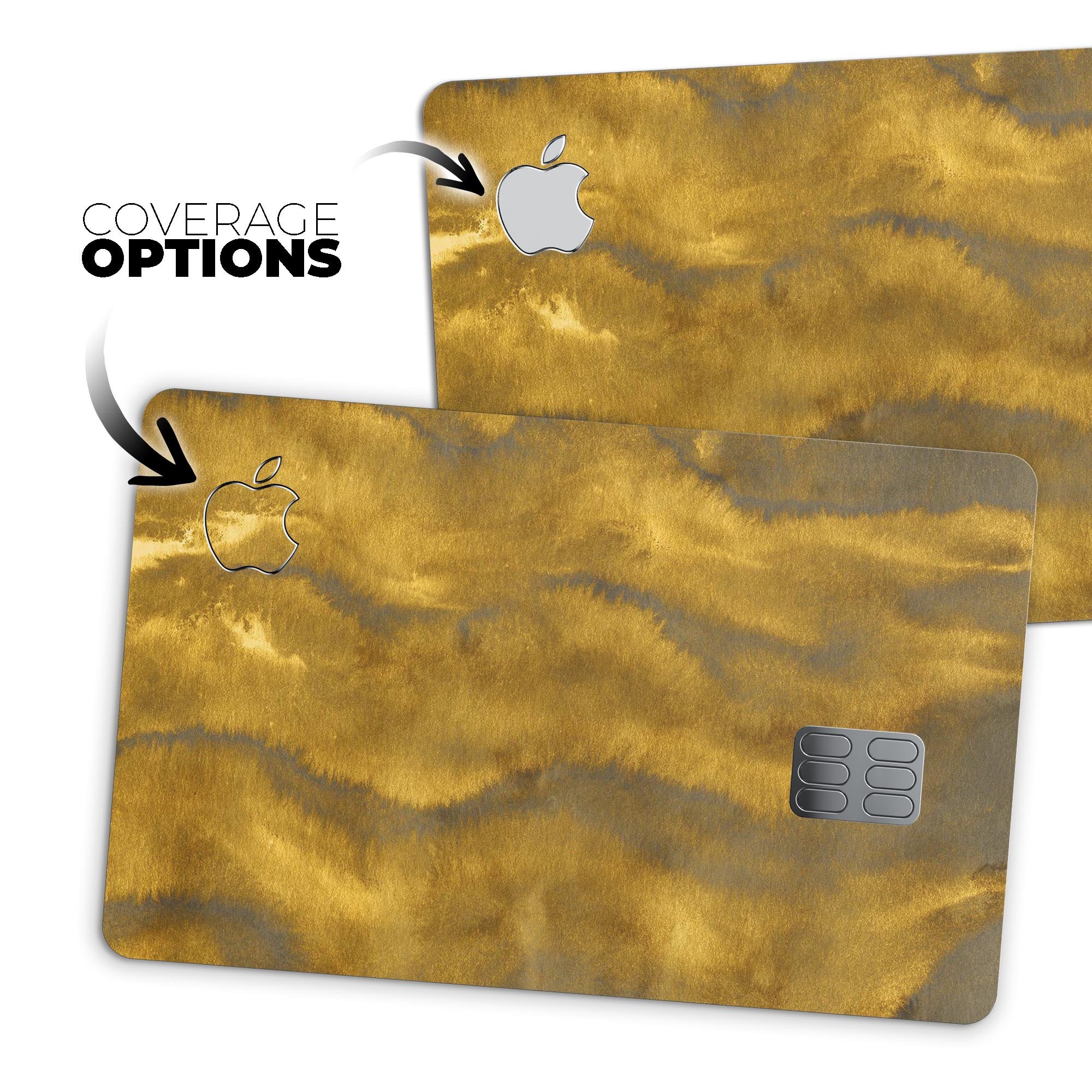 Swirly Golden Fur decal skin for Apple Card, showcasing its vibrant design and premium finish.