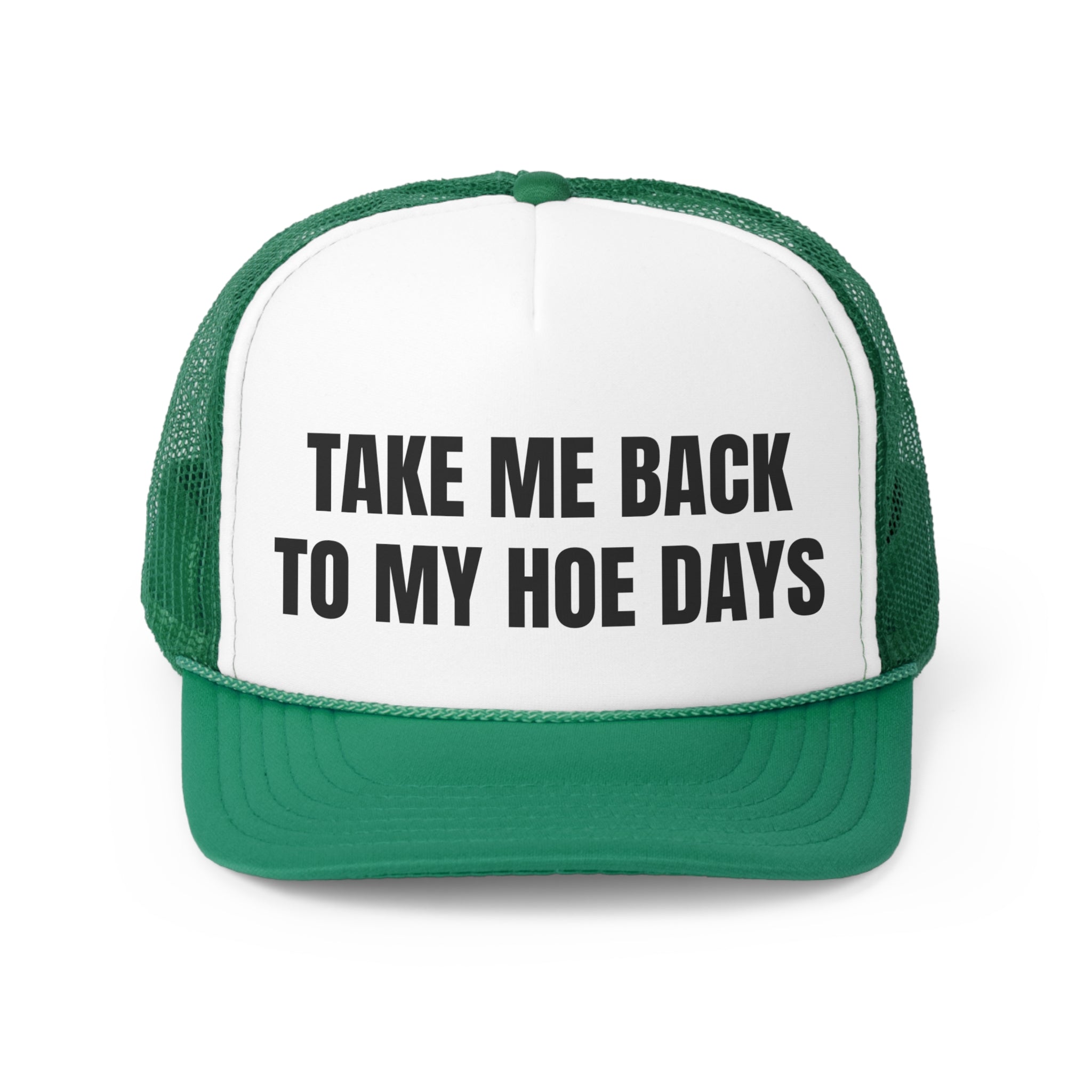 Take Me Back To My Hoe Days Funny Trucker Hat featuring a humorous design with a comfortable fit and durable materials.
