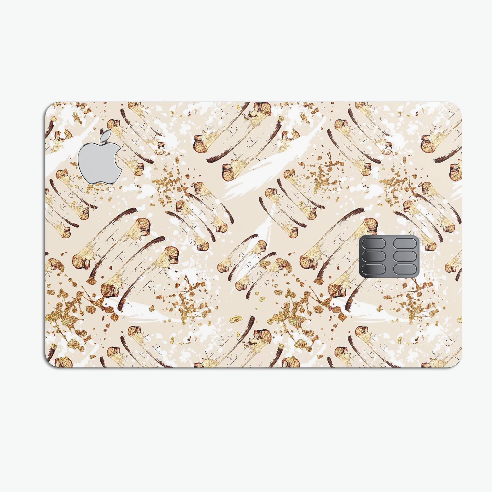 Tan Brush Strokes of Gold decal skin-kit for Apple Card, showcasing premium vinyl design and protective features.