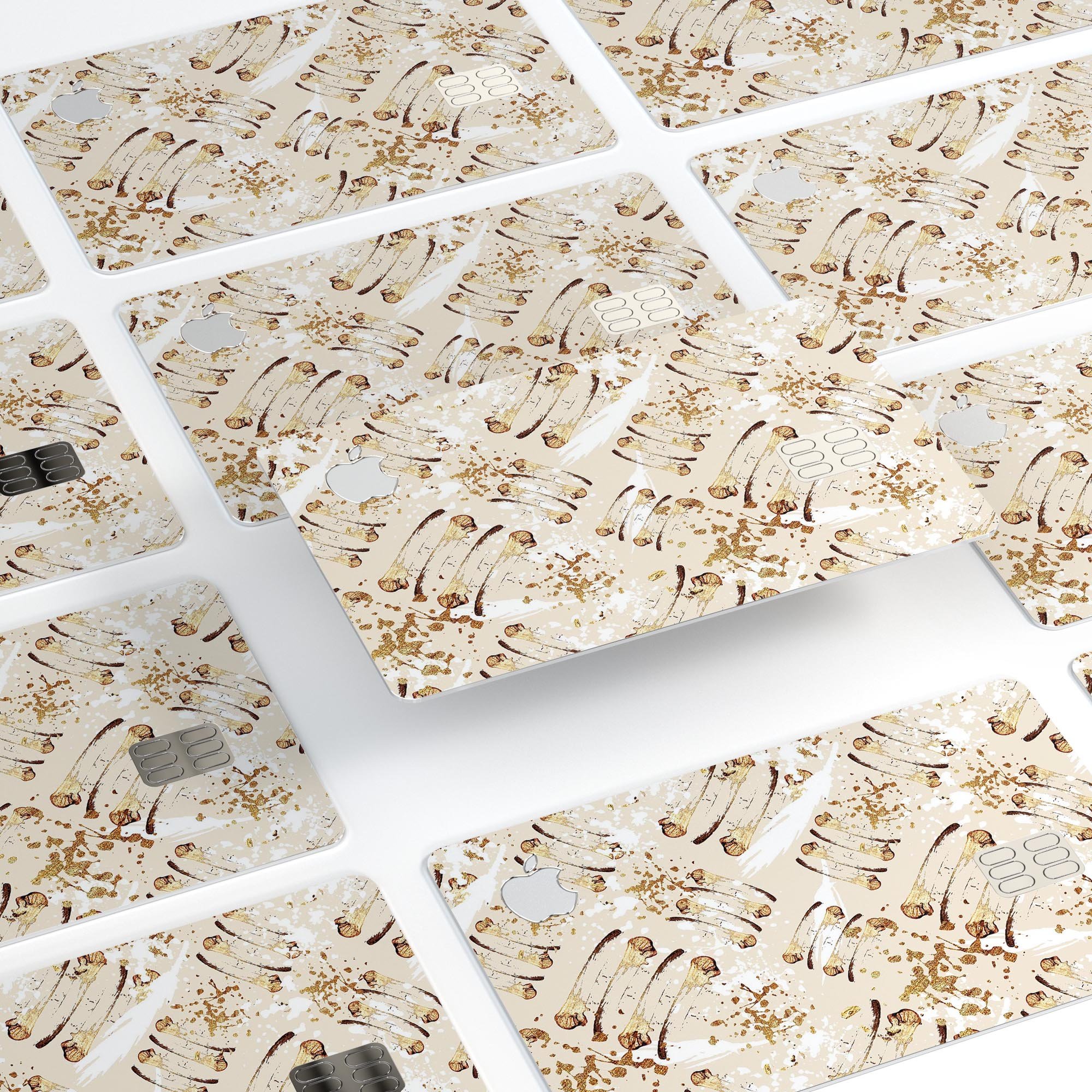 Tan Brush Strokes of Gold decal skin-kit for Apple Card, showcasing premium vinyl design and protective features.