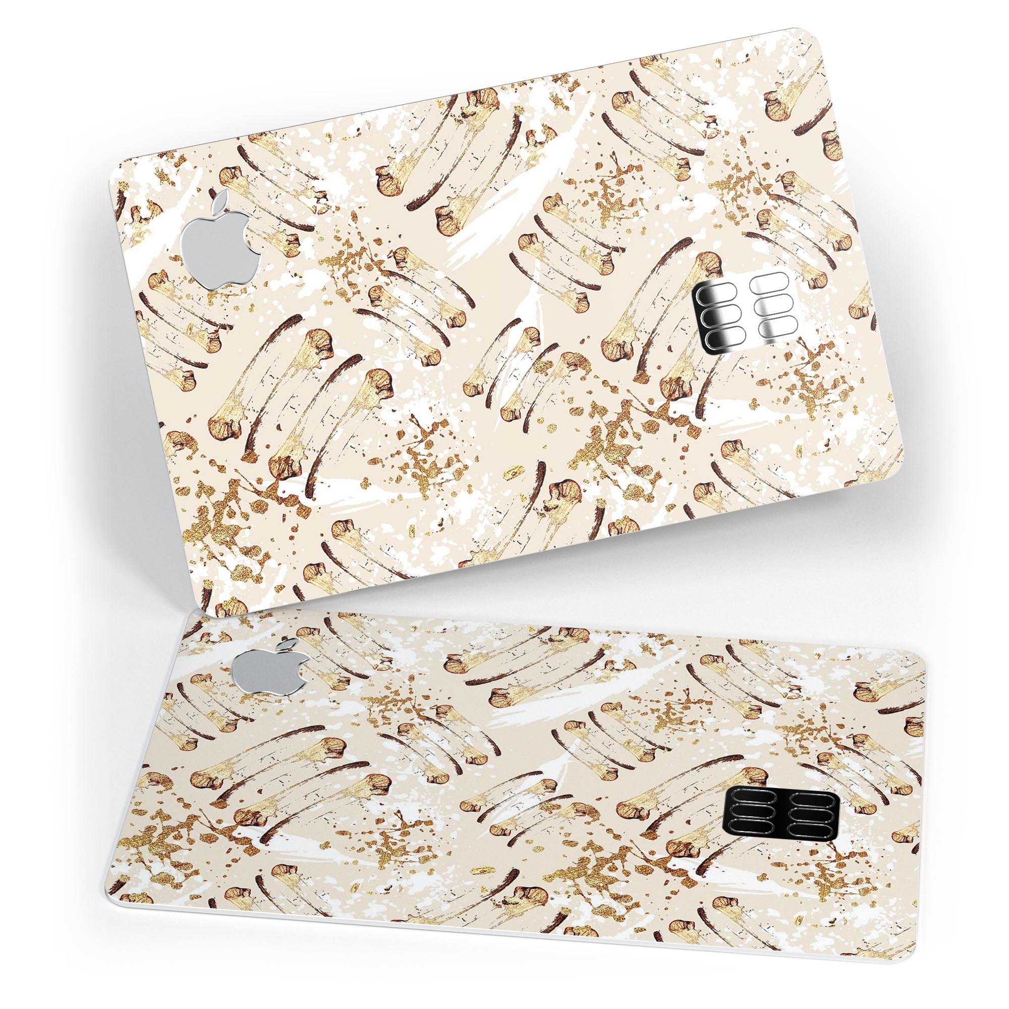 Tan Brush Strokes of Gold decal skin-kit for Apple Card, showcasing premium vinyl design and protective features.