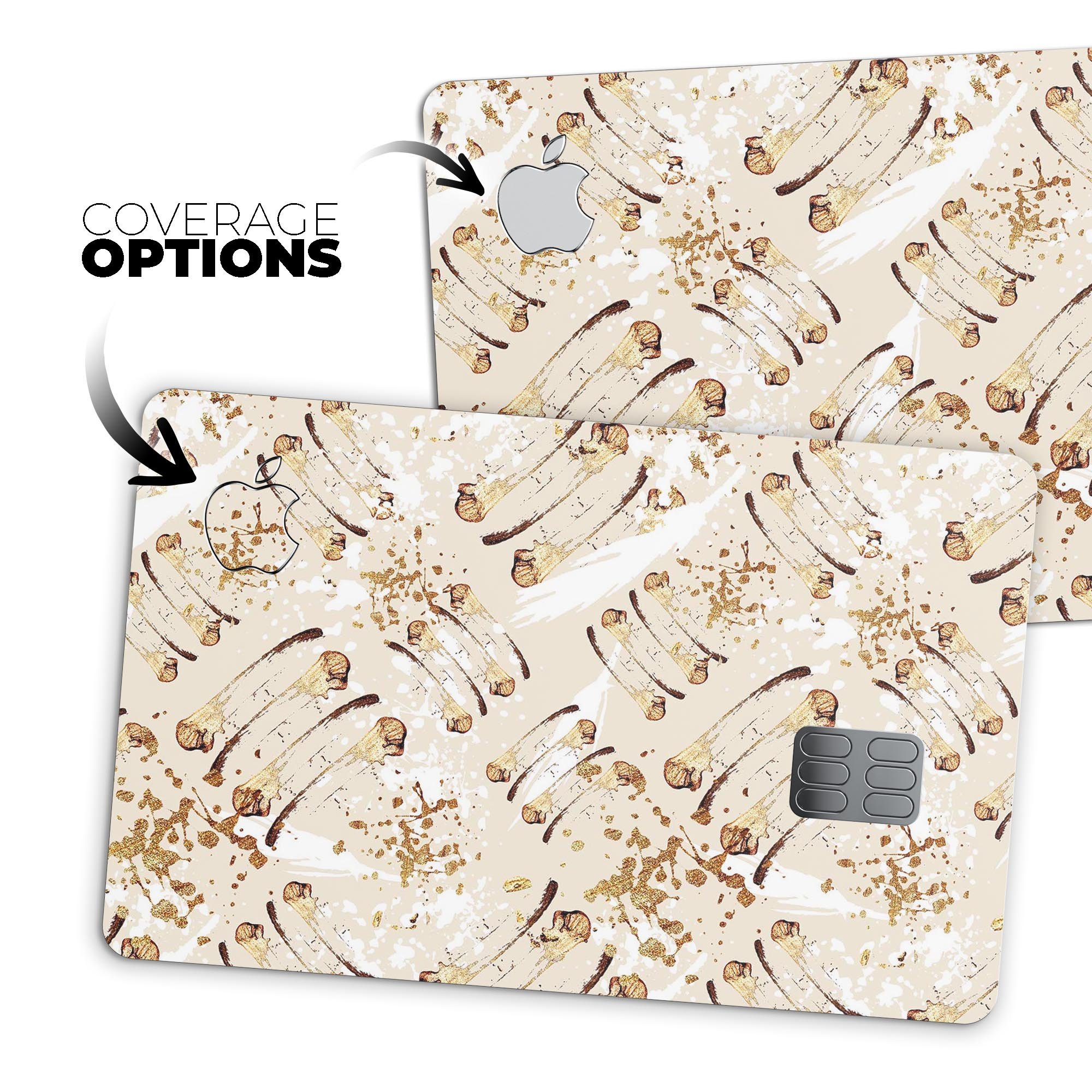 Tan Brush Strokes of Gold decal skin-kit for Apple Card, showcasing premium vinyl design and protective features.