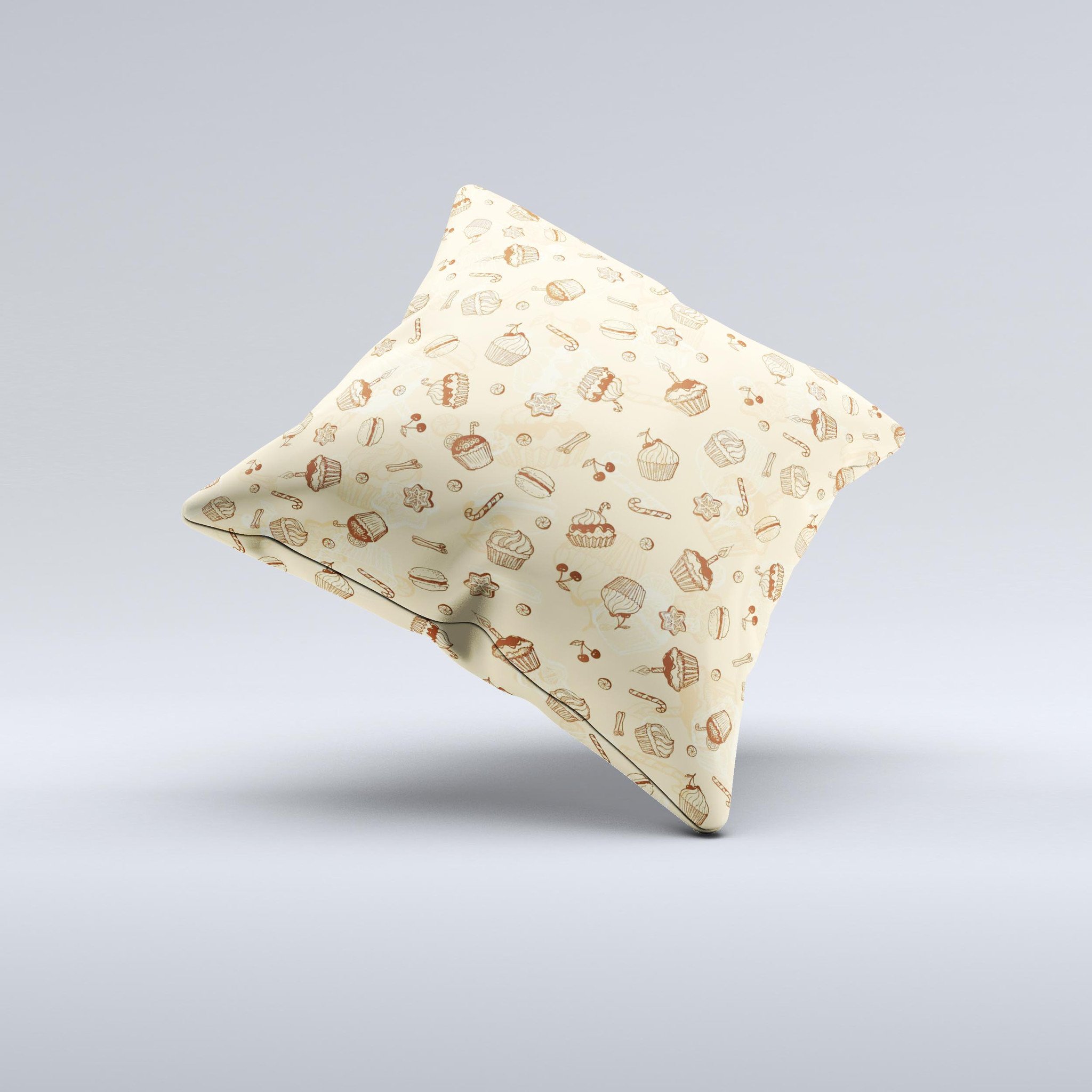 Tan Treats N_ Such Ink-Fuzed Decorative Throw Pillow featuring unique handcrafted design and high-quality fabric.