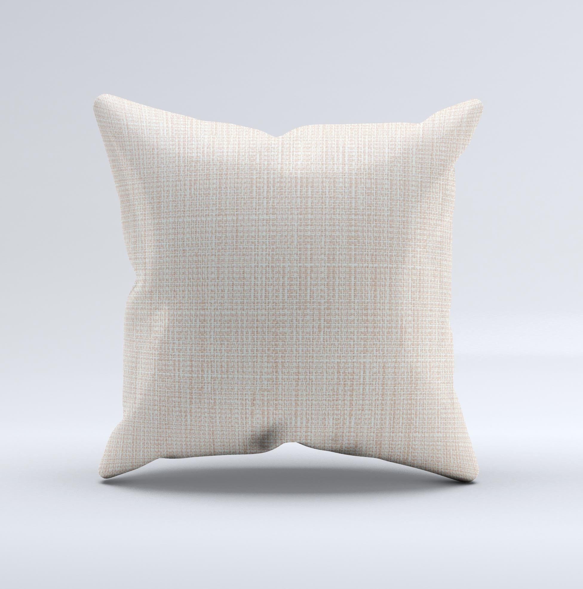 Tan woven fabric pattern decorative throw pillow, handcrafted with high thread count and unique design, perfect for home decor.