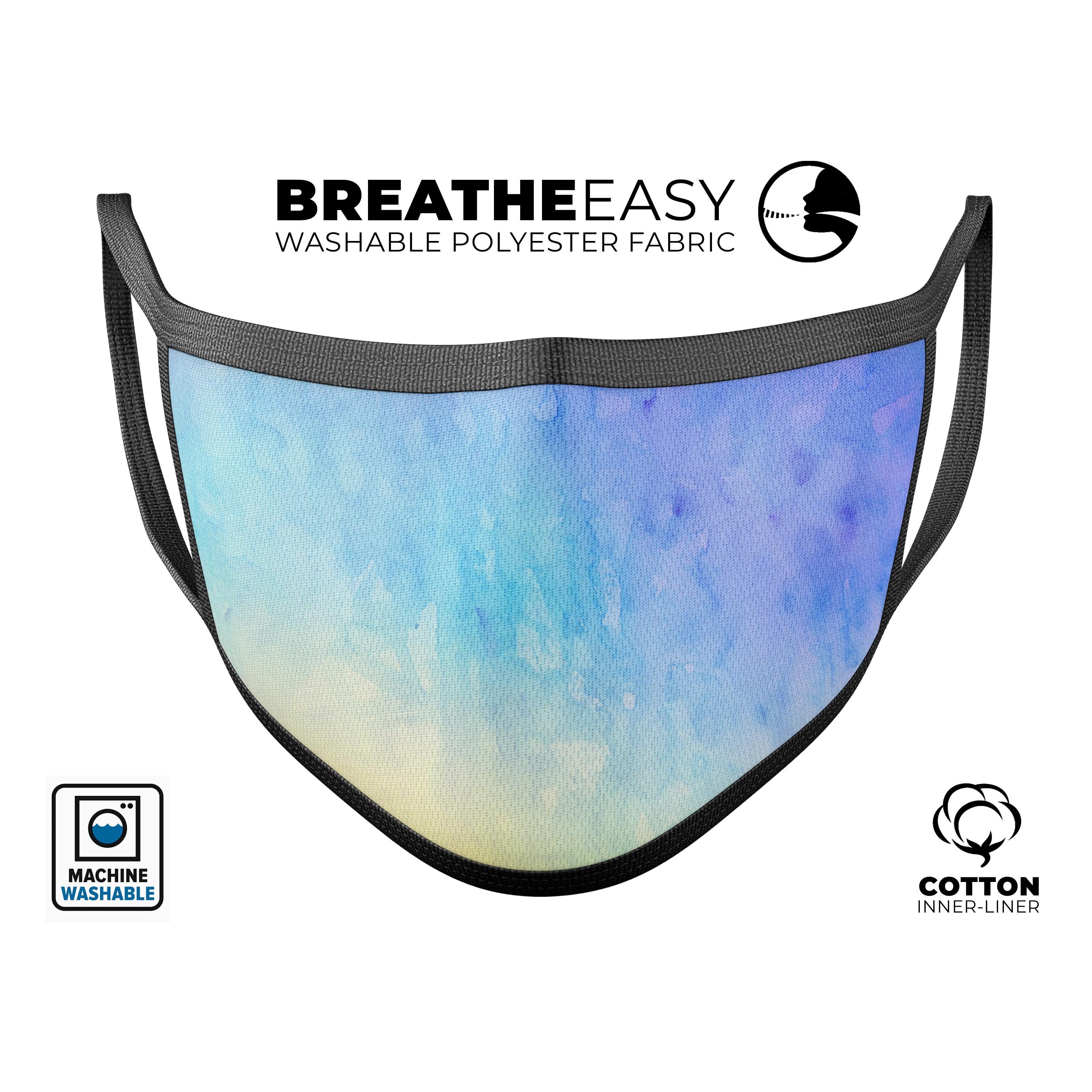Teal 42234 Absorbed Watercolor Texture reusable face mask with adjustable ear loops, made in the USA.