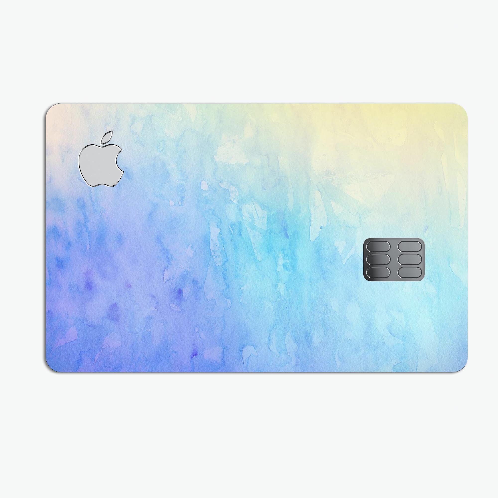 Teal 42234 Absorbed Watercolor Texture decal applied on an Apple Card, showcasing its vibrant design and premium finish.