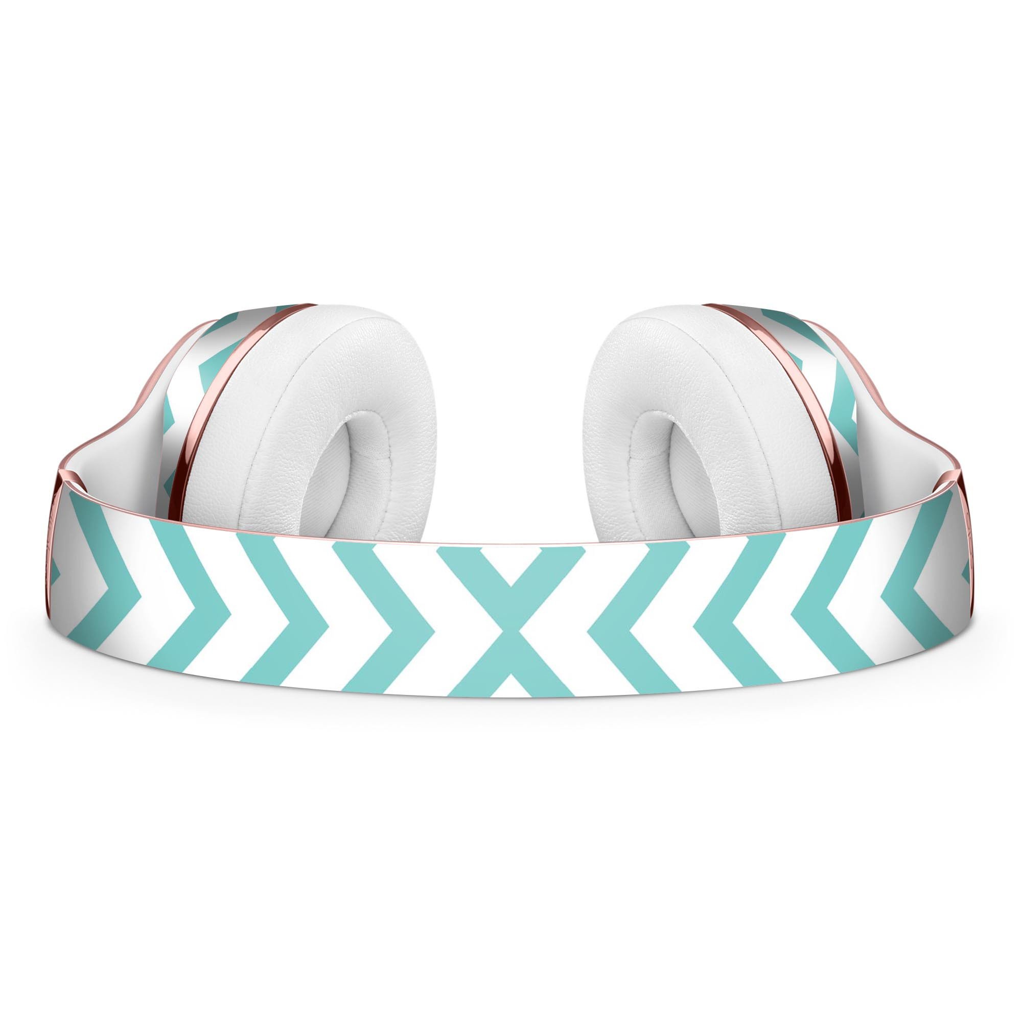 Teal and white jagged chevron skin kit for Beats by Dre Solo 3 Wireless headphones, showcasing a stylish design and premium vinyl material.