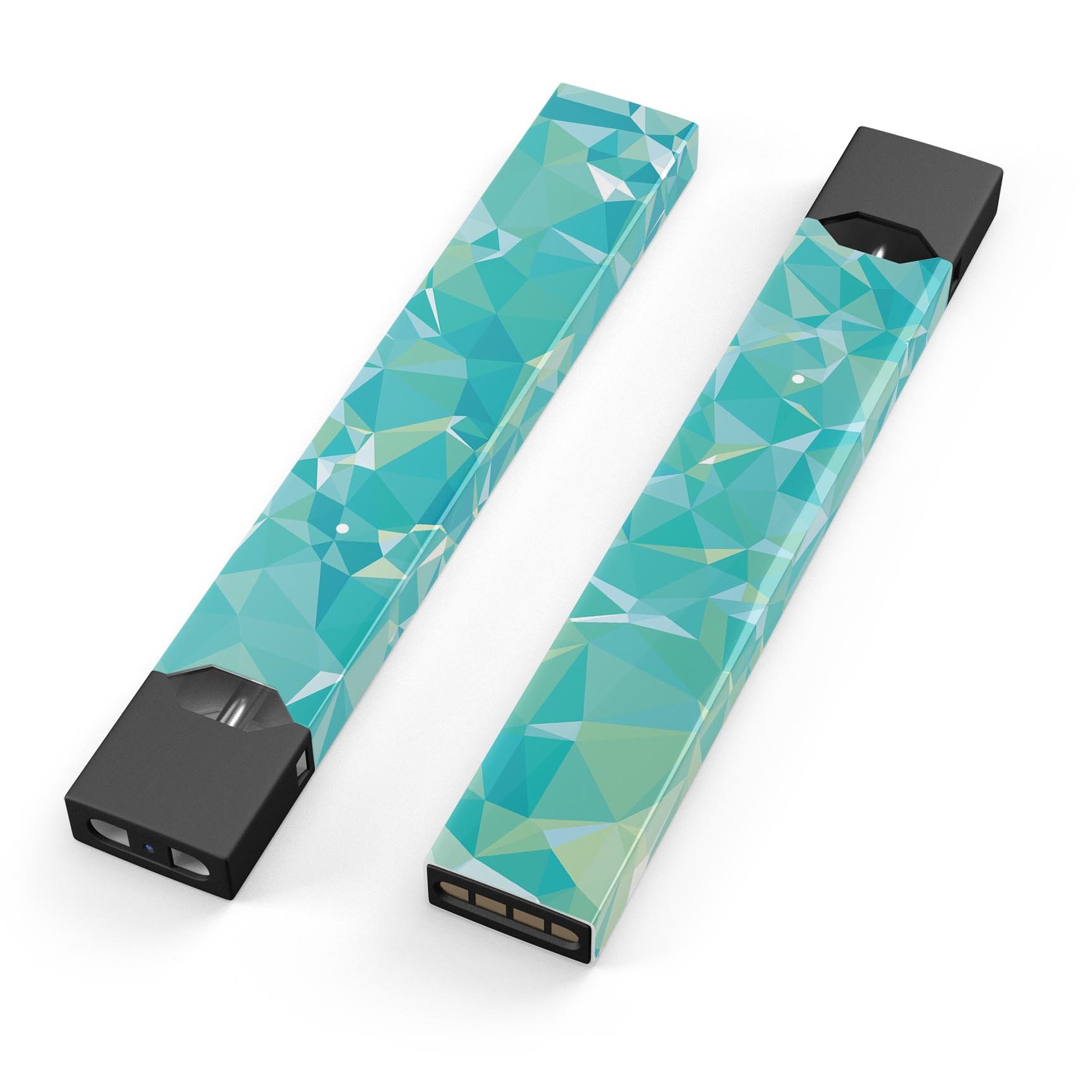 Teal Geometric V13 skin-wrap sticker designed for JUUL vaping device, showcasing vibrant geometric patterns.