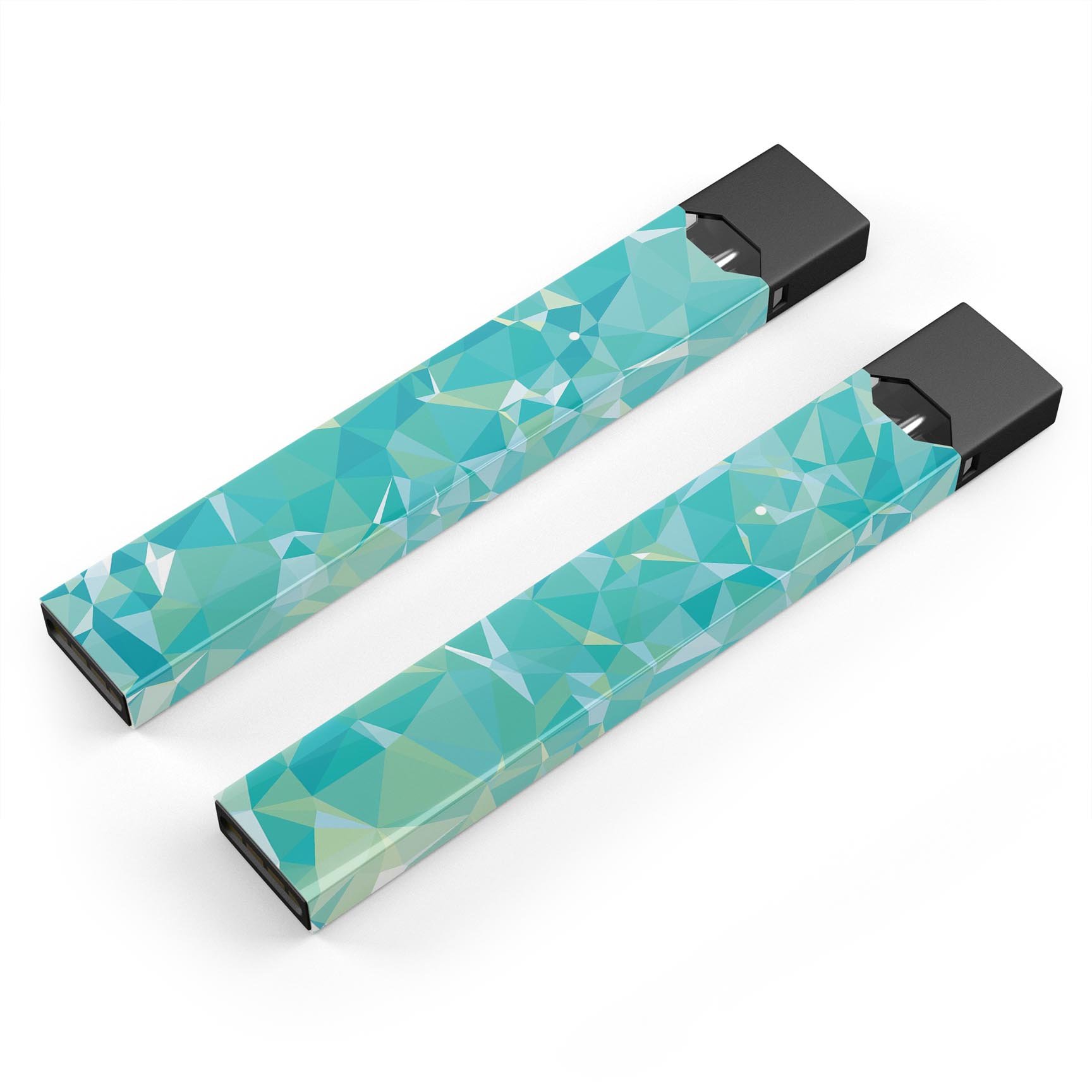 Teal Geometric V13 skin-wrap sticker designed for JUUL vaping device, showcasing vibrant geometric patterns.
