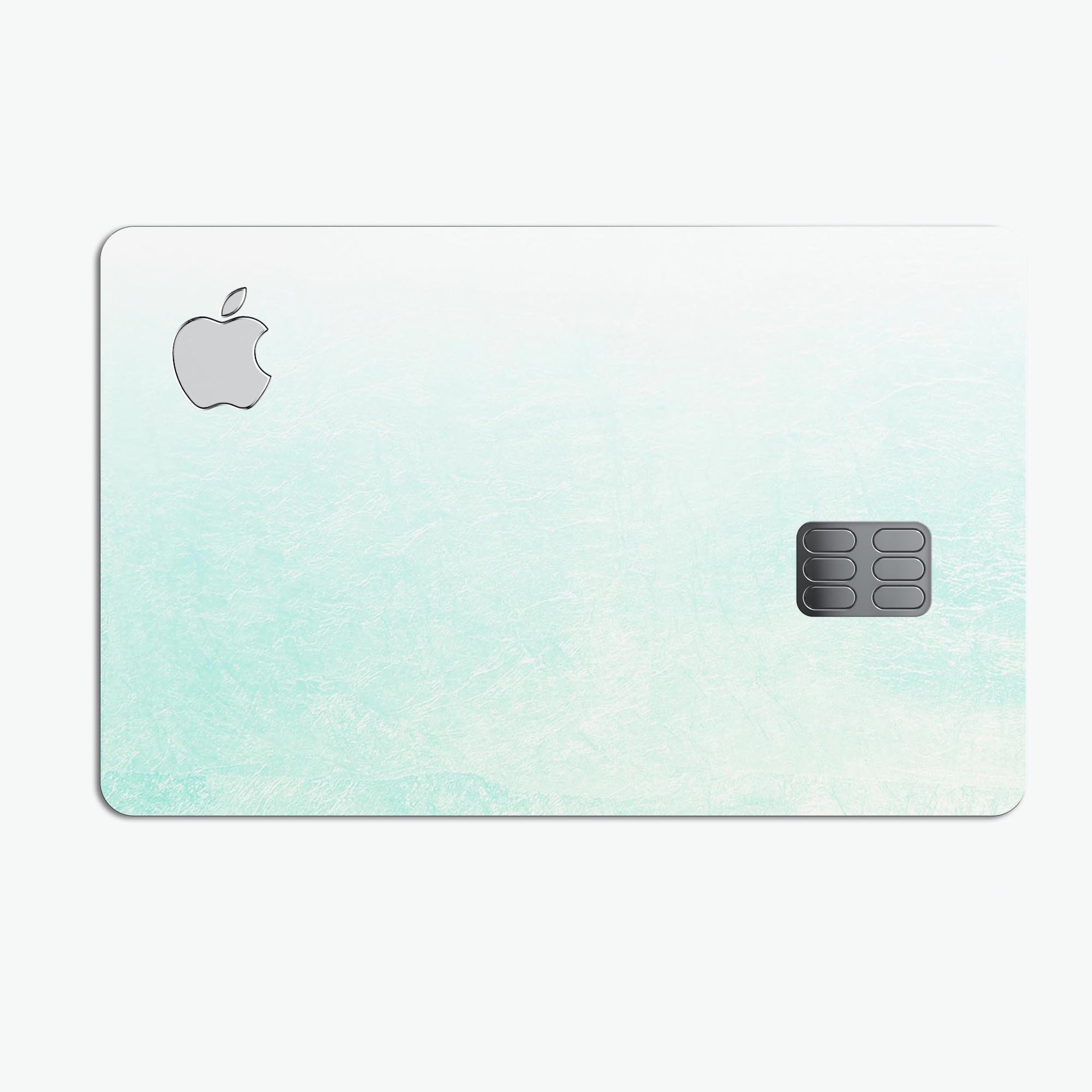 Teal Grunge Fade to White Premium Protective Decal Skin-Kit for Apple Card, showcasing vibrant colors and a stylish design.