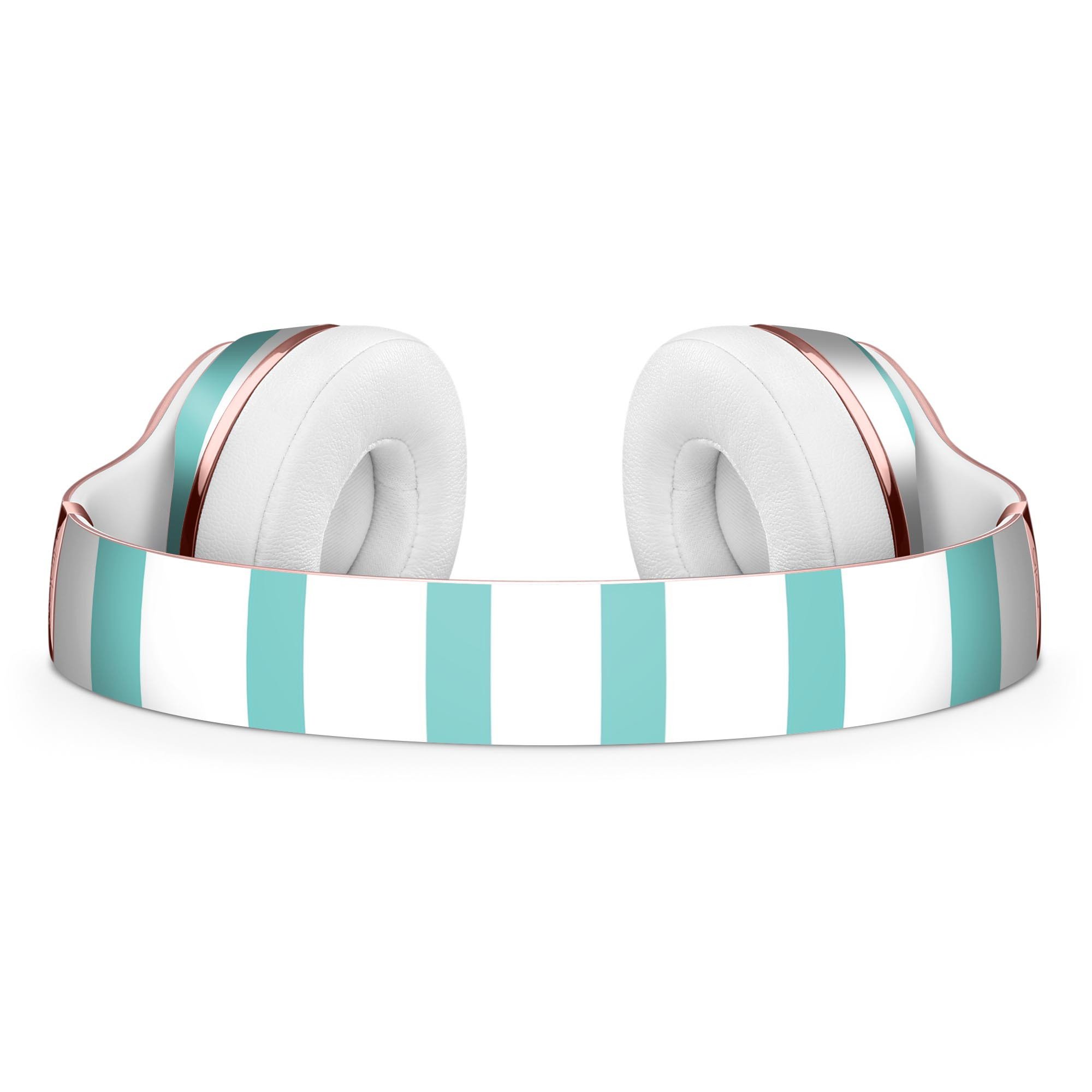 Teal Horizontal Stripes Full-Body Skin Kit for Beats by Dre Solo 3, showcasing vibrant colors and sleek design.