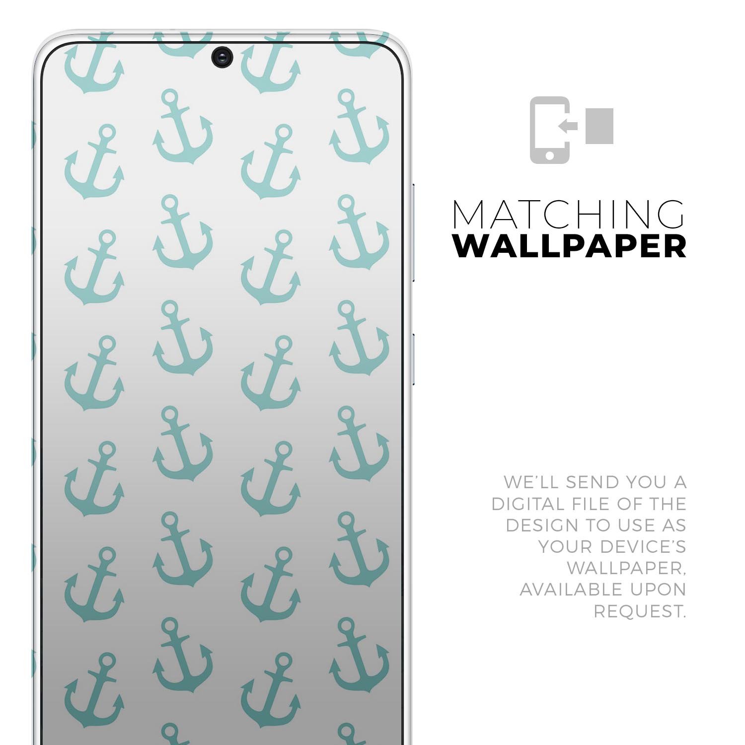 Teal Micro Anchors Skin-Kit for Samsung Galaxy S20, showcasing its vibrant design and premium vinyl material.