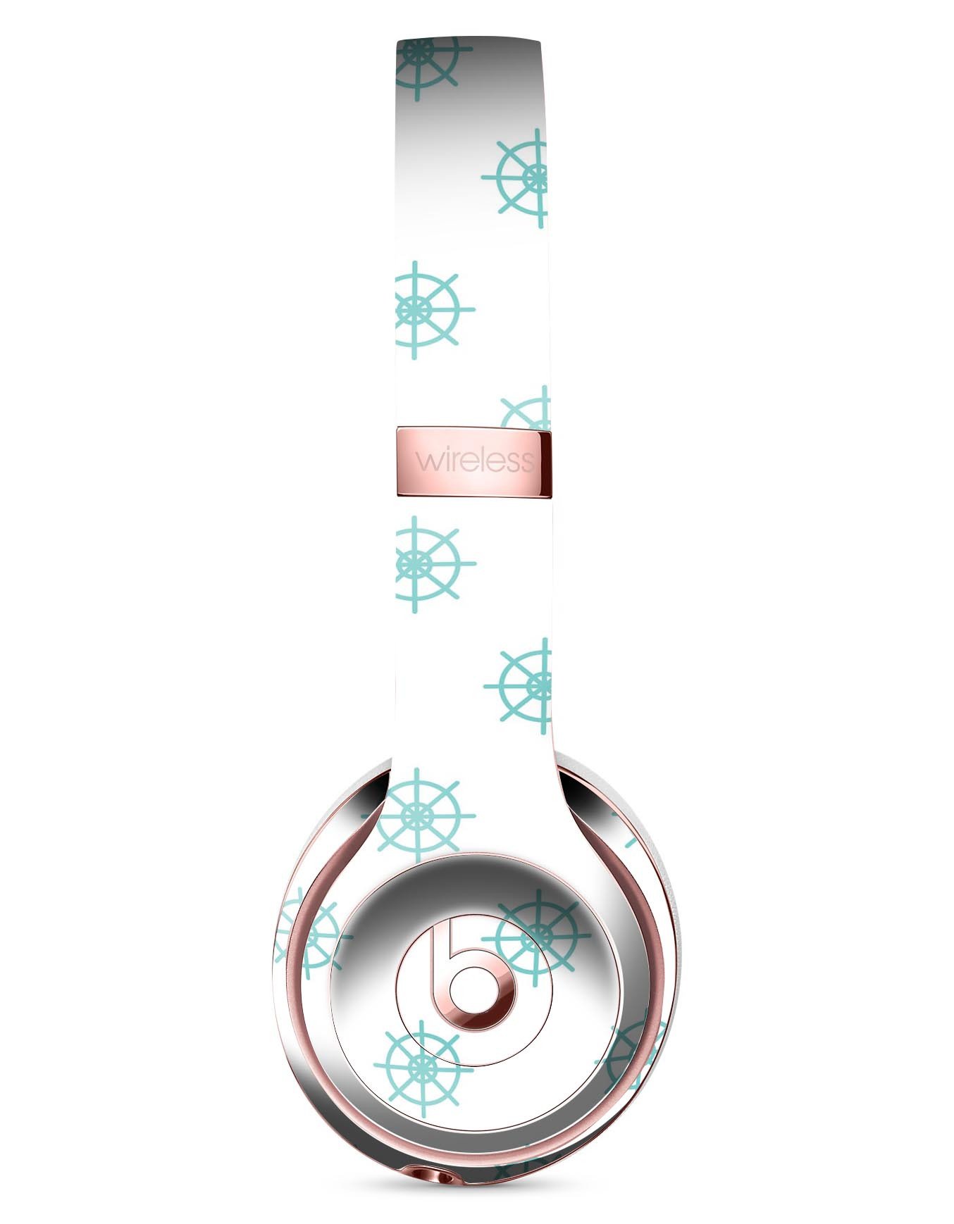 Teal Micro Ship Wheels Full-Body Skin Kit for Beats by Dre Solo 3, showcasing vibrant design and precise fit.