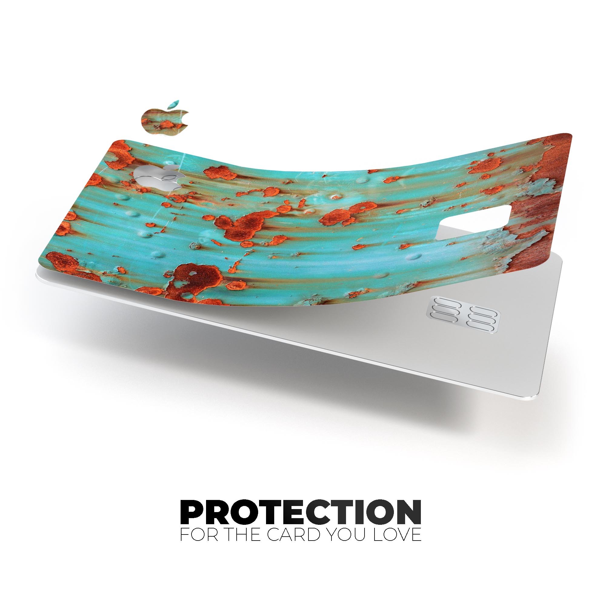 Teal Painted Rustic Metal skin kit for Apple Card, showcasing a stylish design and premium quality.