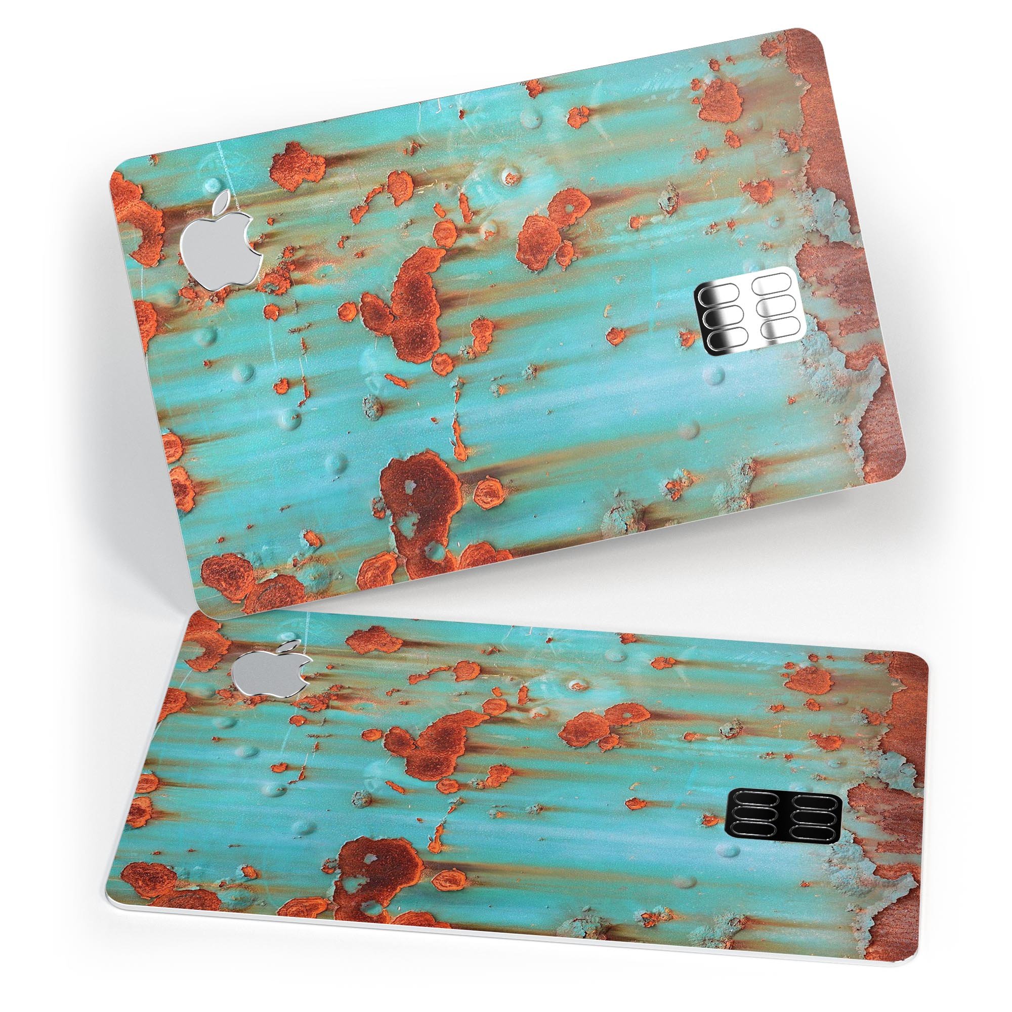 Teal Painted Rustic Metal skin kit for Apple Card, showcasing a stylish design and premium quality.