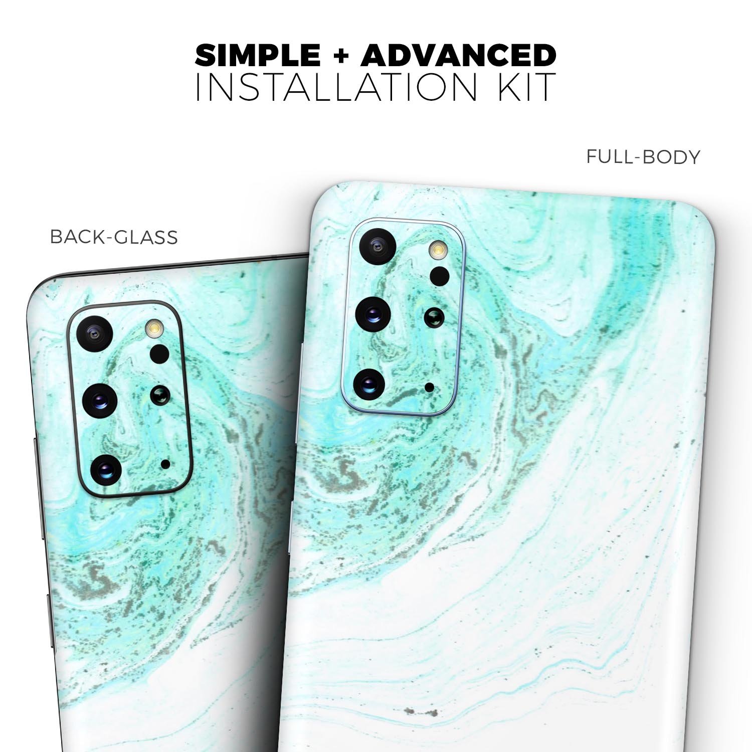 Teal v4 Textured Marble Skin-Kit for Samsung Galaxy S-Series, showcasing a stylish design with a textured marble finish.