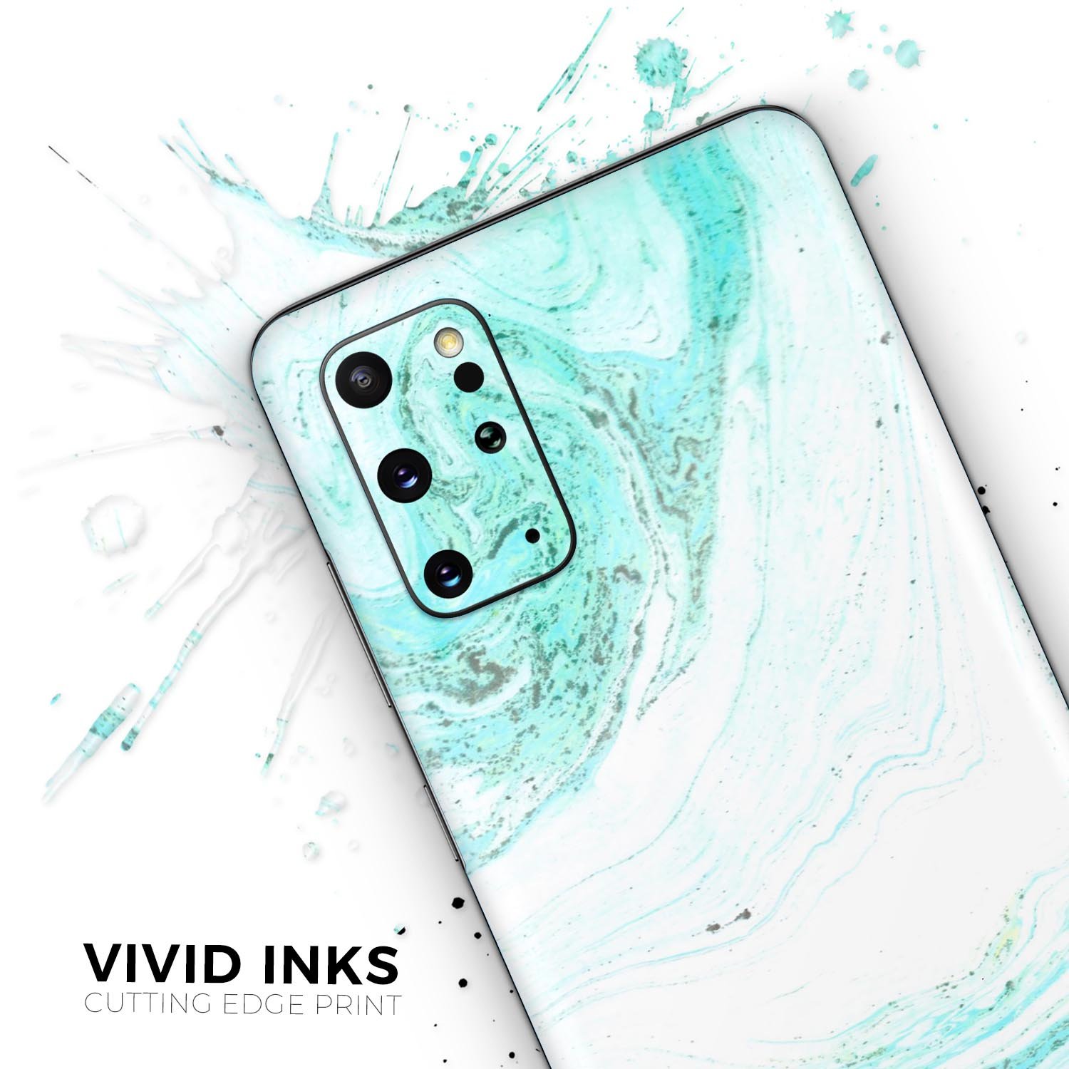 Teal v4 Textured Marble Skin-Kit for Samsung Galaxy S-Series, showcasing a stylish design with a textured marble finish.