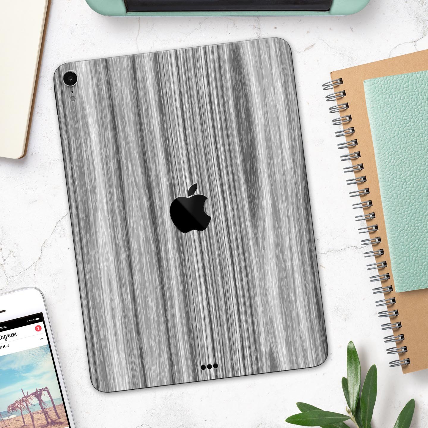 Textured Gray Dyed Surface skin decal for Apple iPad, showcasing its sleek design and premium 3M material.