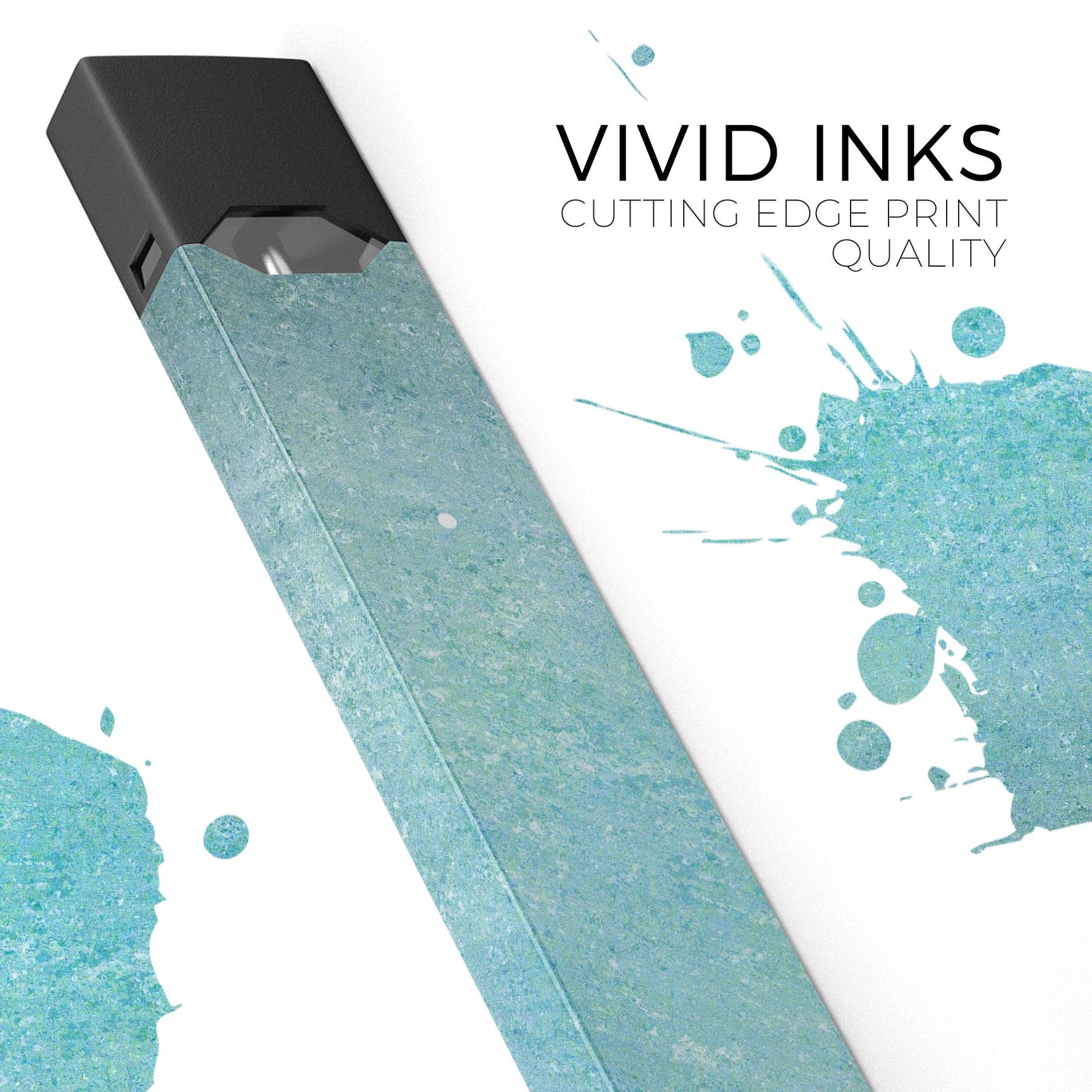 Textured teal surface skin-wrap sticker designed for JUUL vaping device, showcasing its vibrant color and protective features.