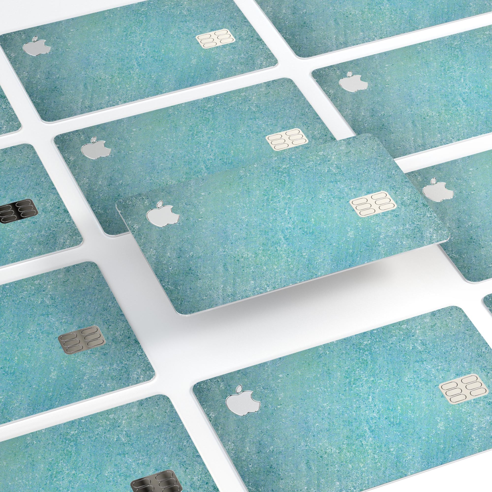Textured teal surface decal skin for Apple Card, showcasing premium vinyl material and bubble-free installation.