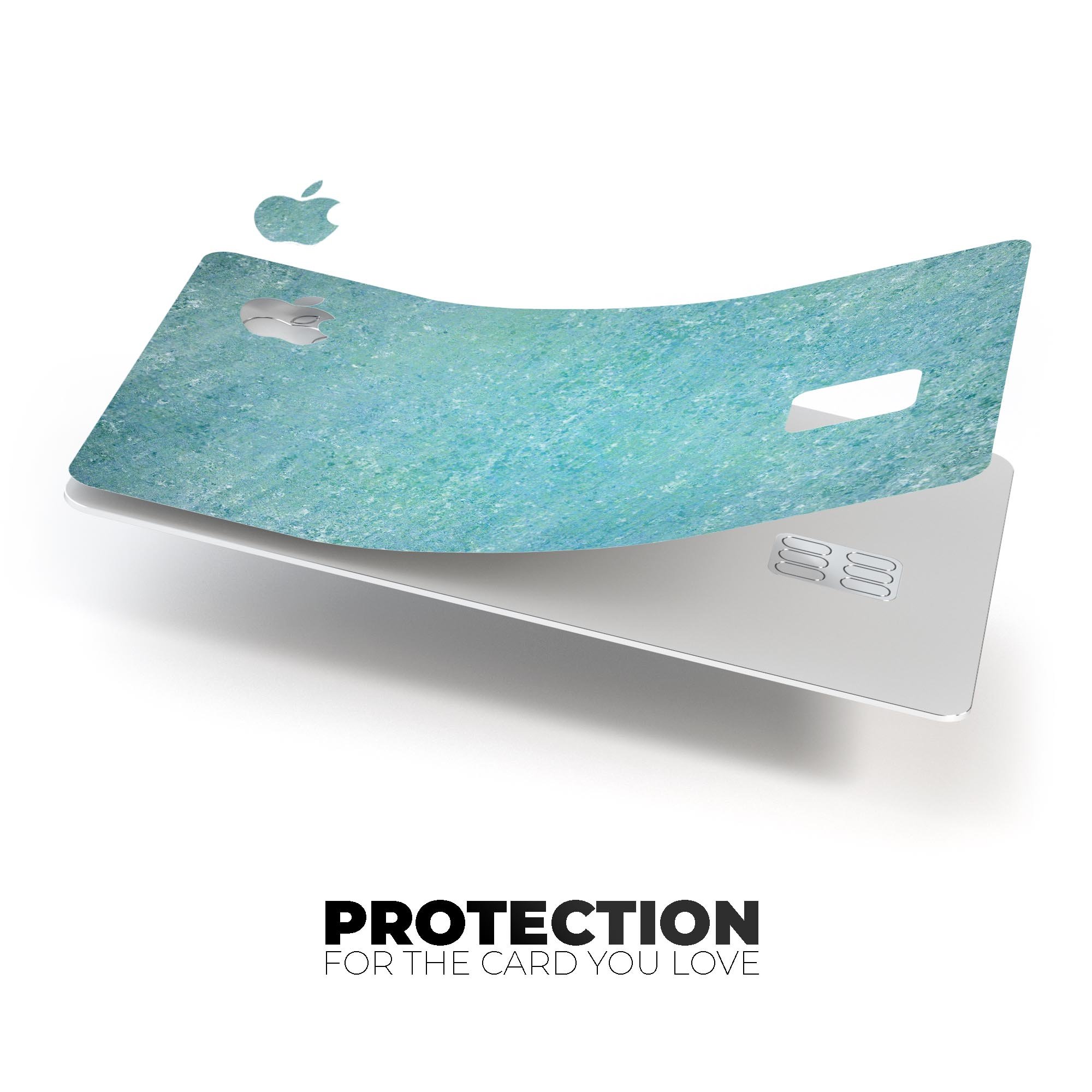 Textured teal surface decal skin for Apple Card, showcasing premium vinyl material and bubble-free installation.