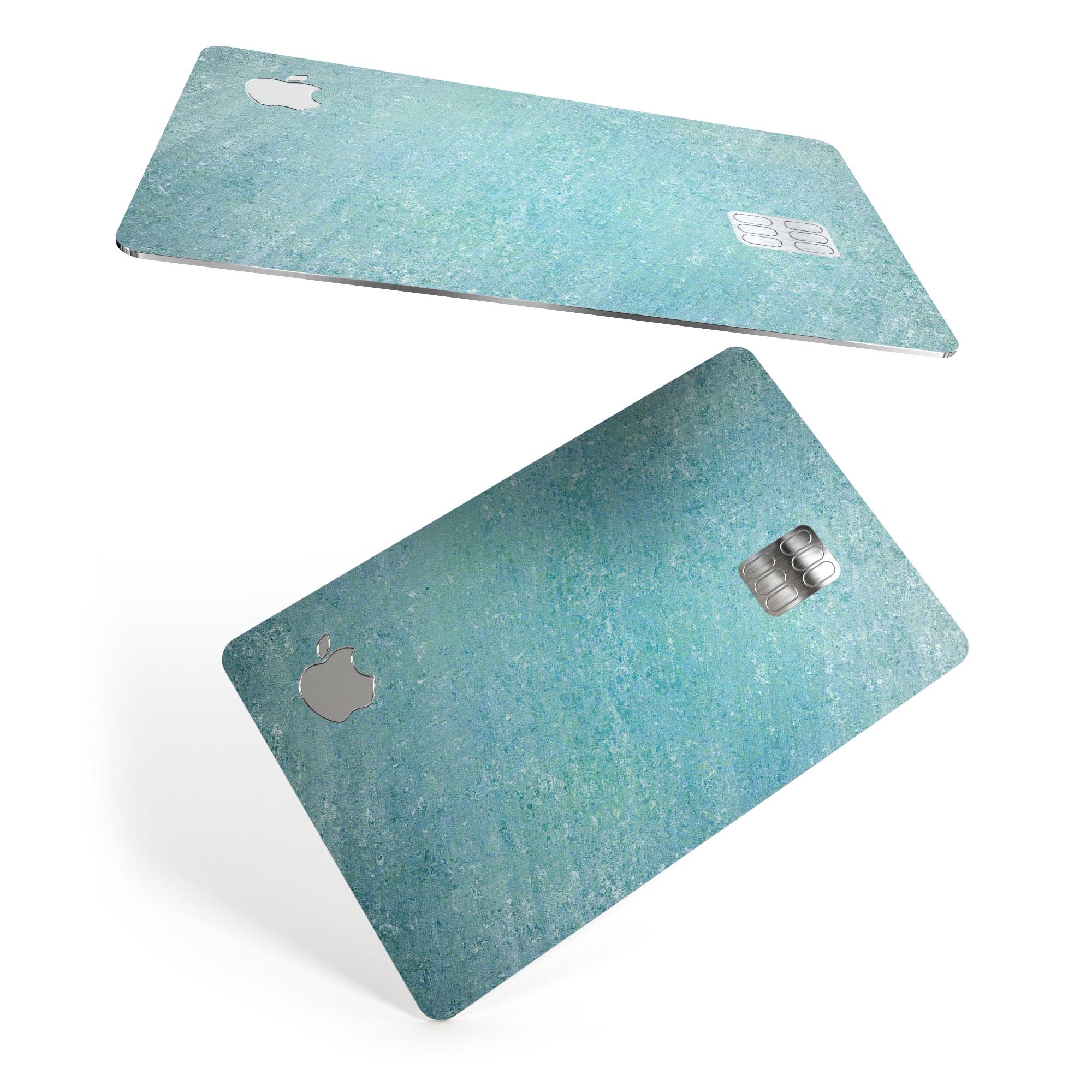 Textured teal surface decal skin for Apple Card, showcasing premium vinyl material and bubble-free installation.