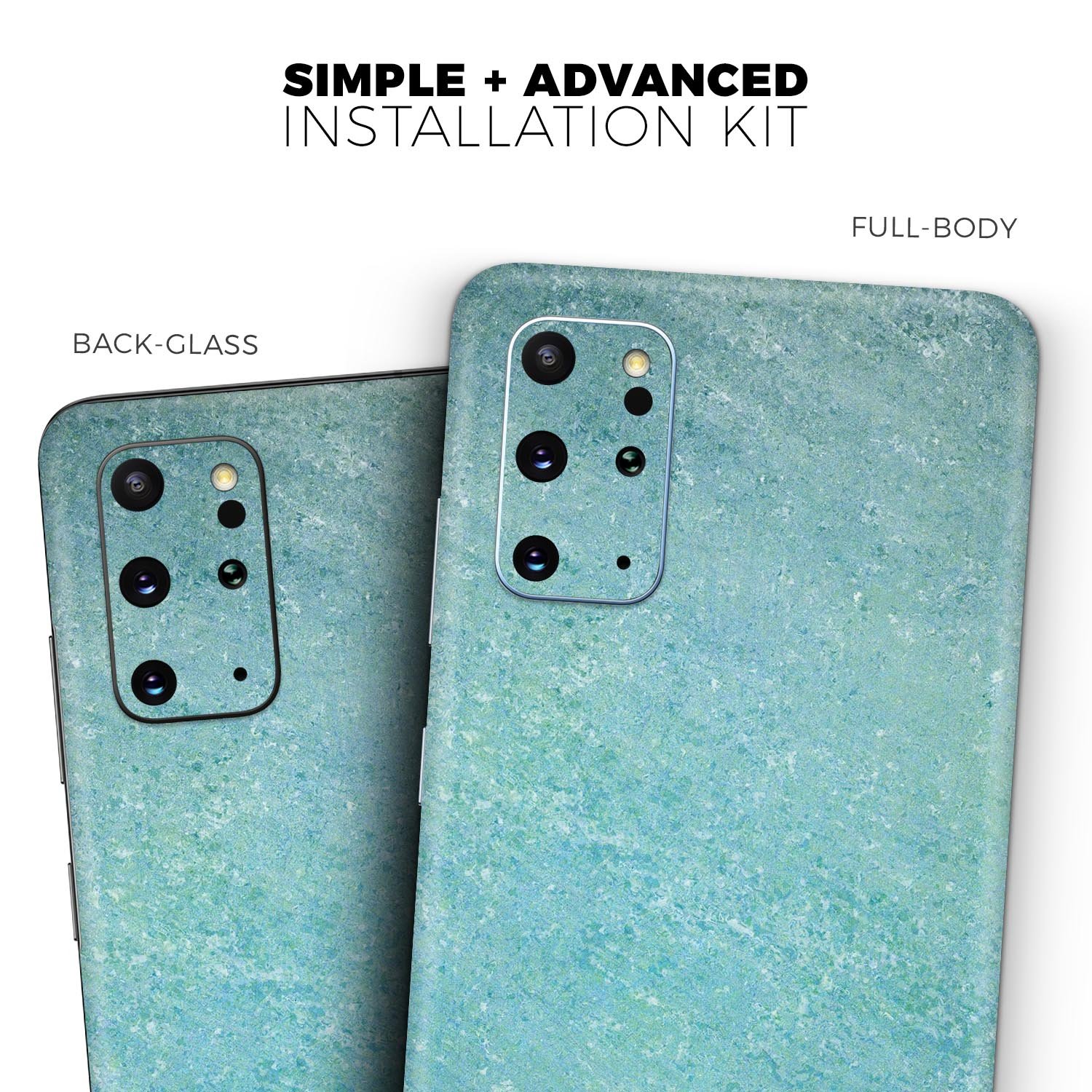 Textured teal skin for Samsung Galaxy S20, showcasing a stylish design with a smooth finish.