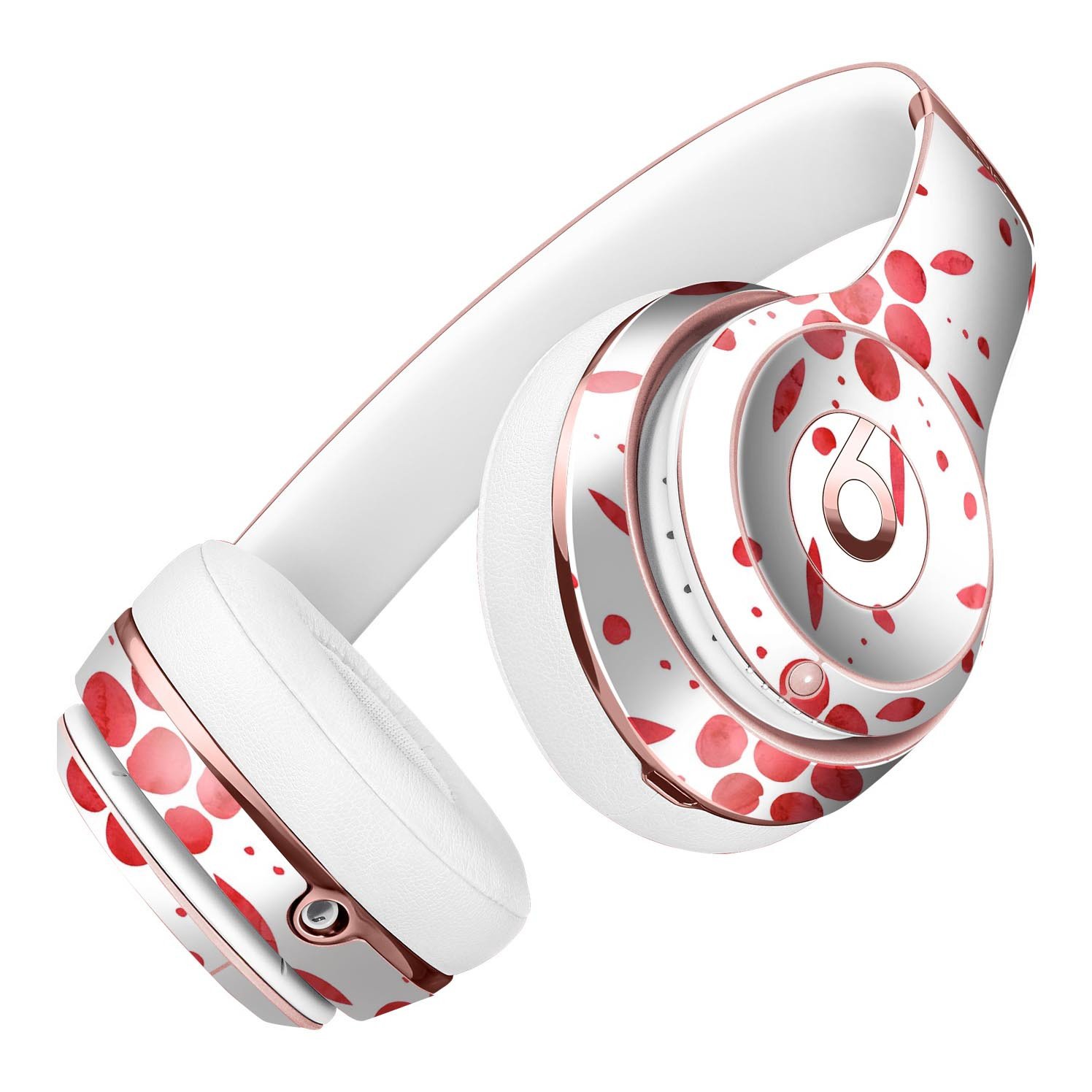 Abstract Red Flower Pedals Full-Body Skin Kit for Beats by Dre Solo 3 Wireless Headphones, showcasing vibrant floral design.