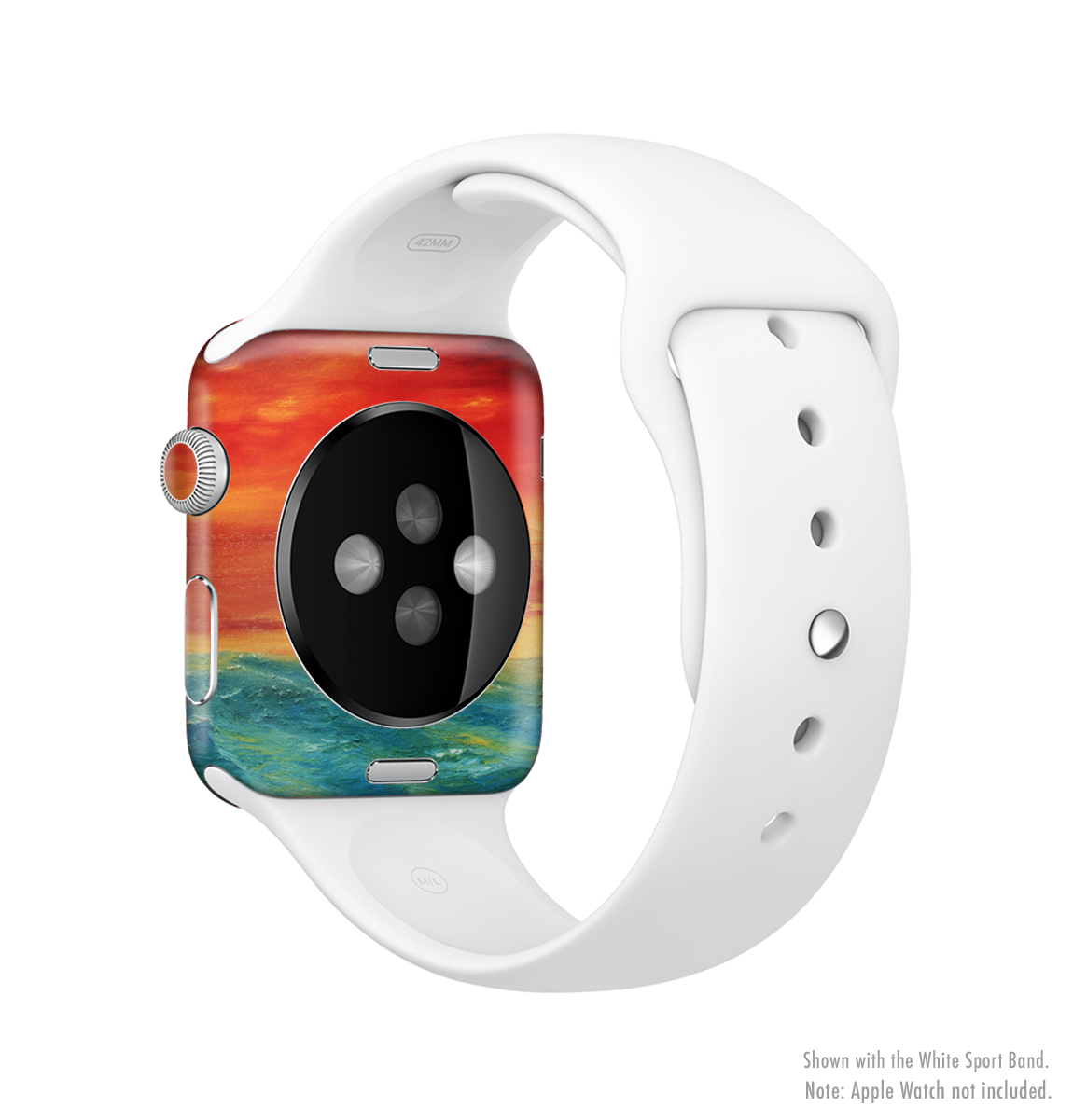Abstract Sunset Painting Skin Kit for Apple Watch, showcasing vibrant colors and artistic design.