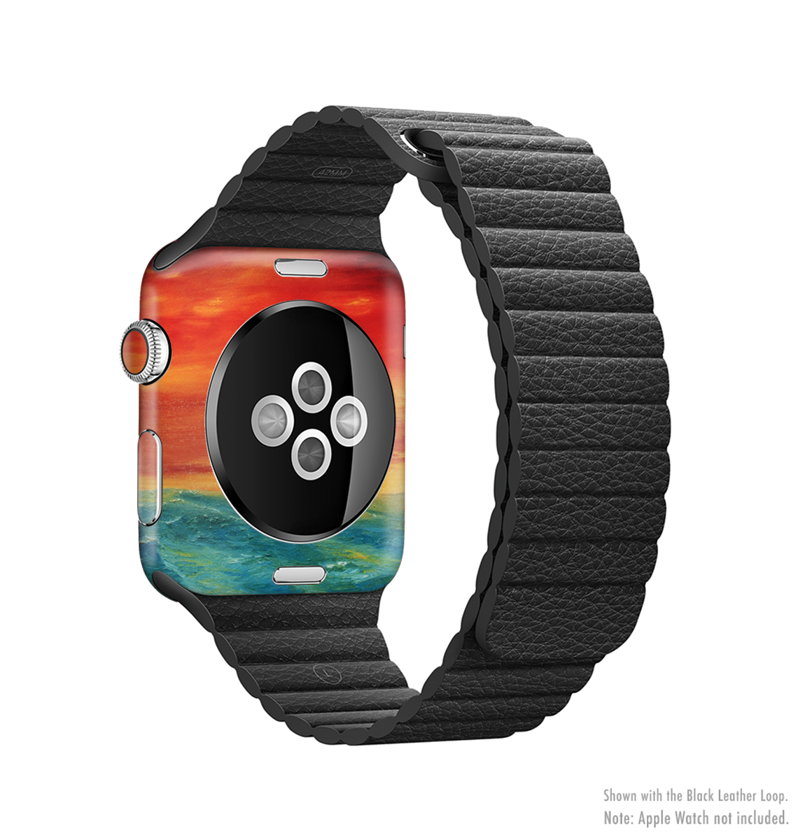 Abstract Sunset Painting Skin Kit for Apple Watch, showcasing vibrant colors and artistic design.