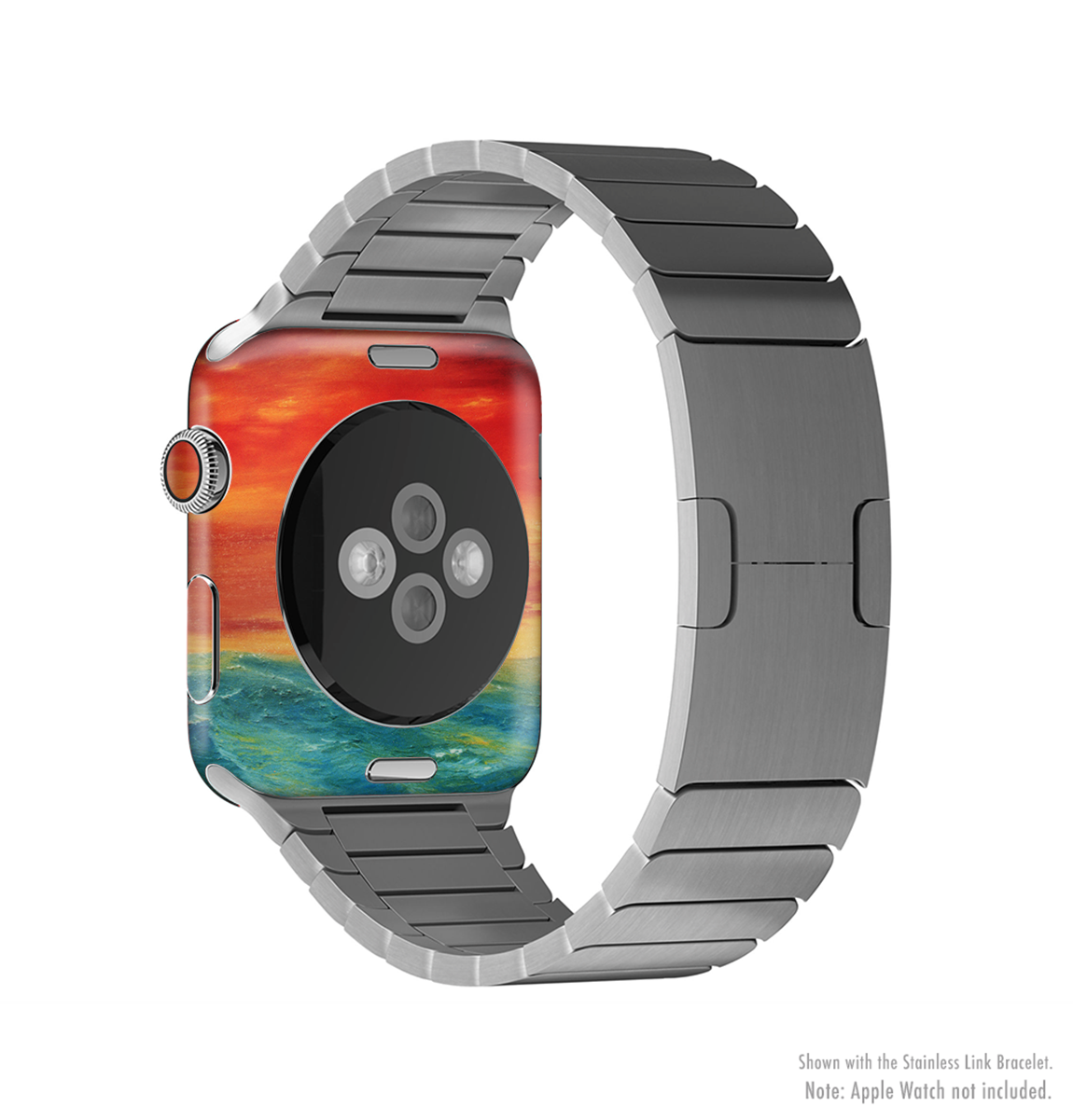 Abstract Sunset Painting Skin Kit for Apple Watch, showcasing vibrant colors and artistic design.